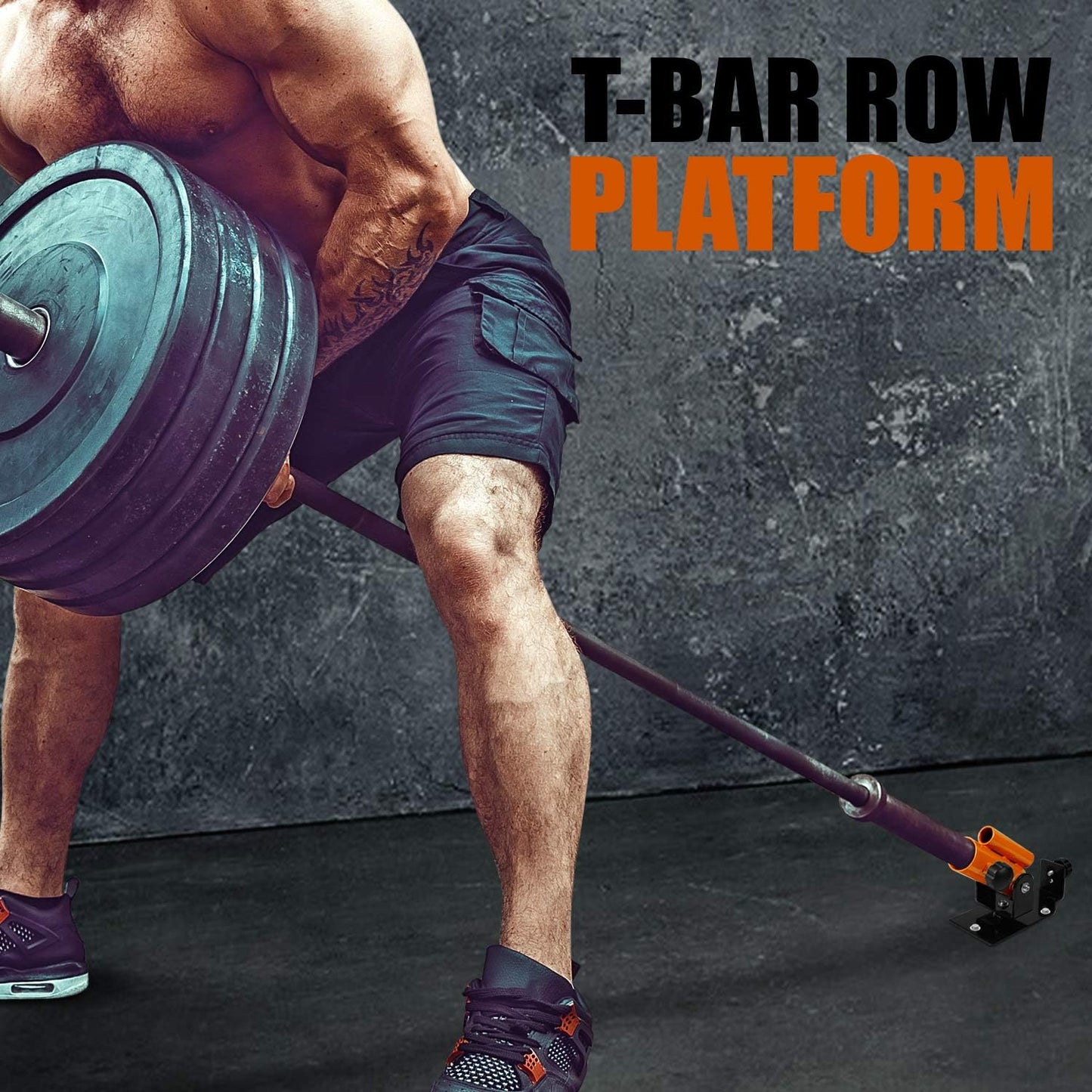T-Bar Row Plattform 360° schwenkbar für Heimtraining, B. Orange