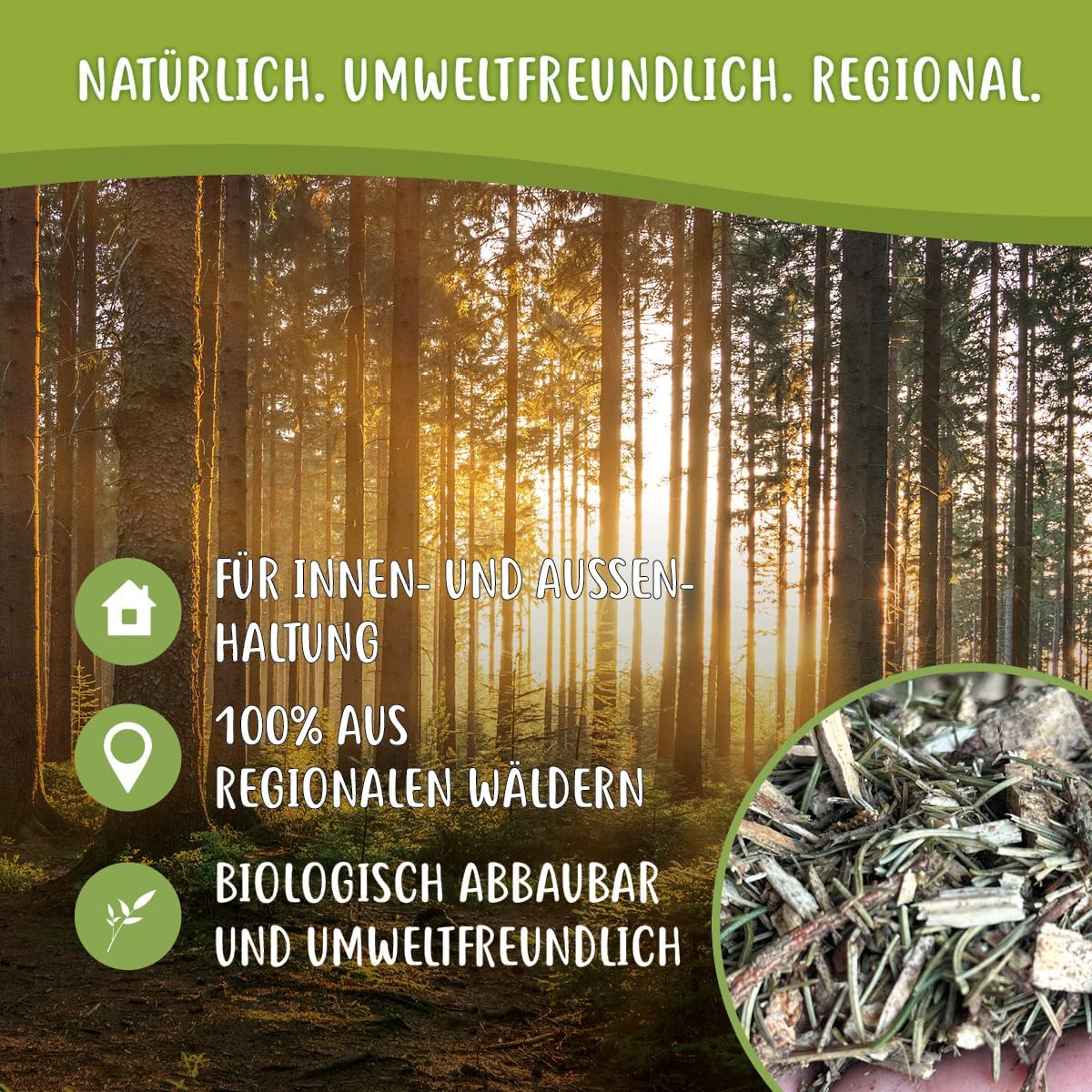 Waldboden-Einstreu mit Tannen & Fichtennadeln, 40 Liter (2er Pack)