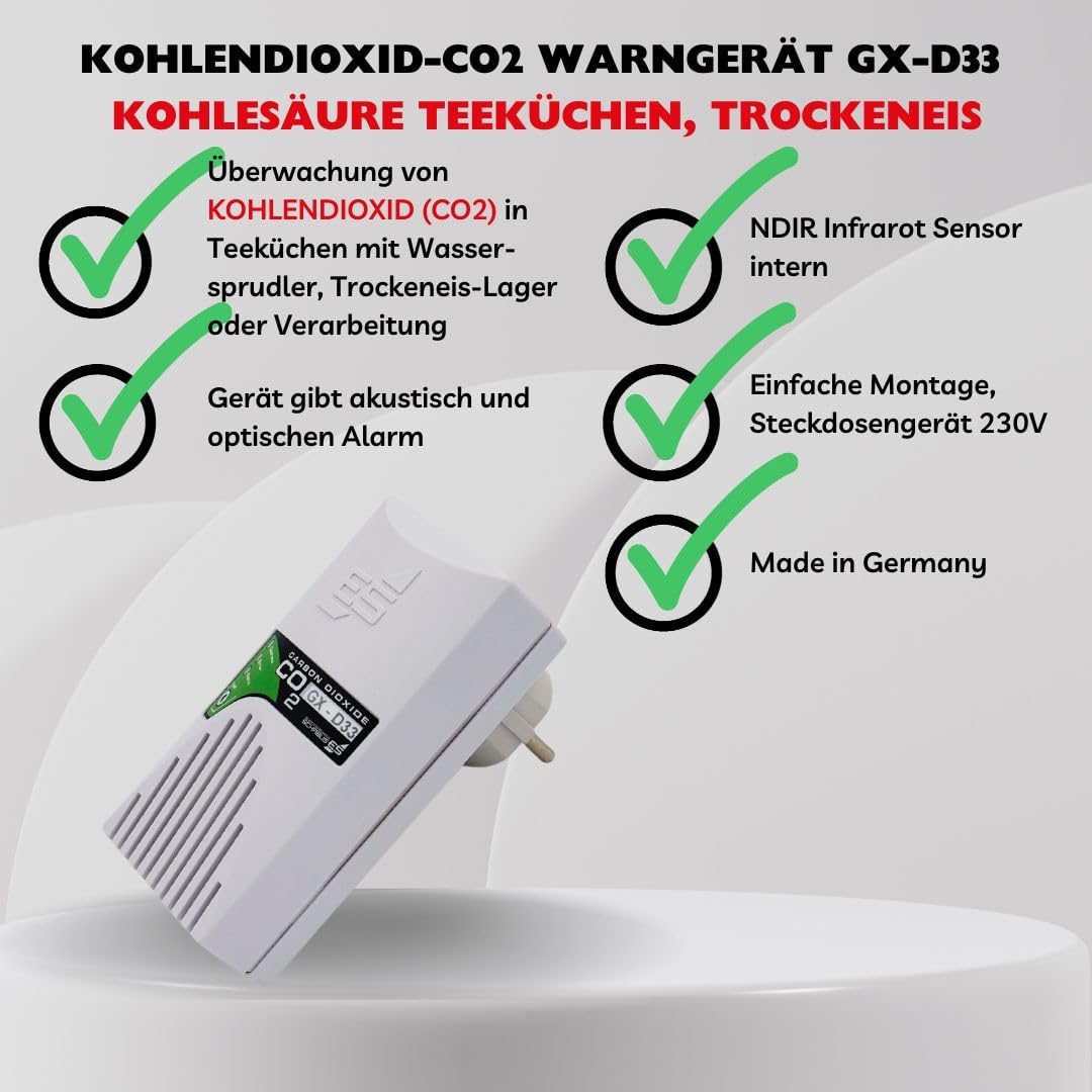Gasmelder Gaswarngerät GX D33 für CO2 Wassersprudler