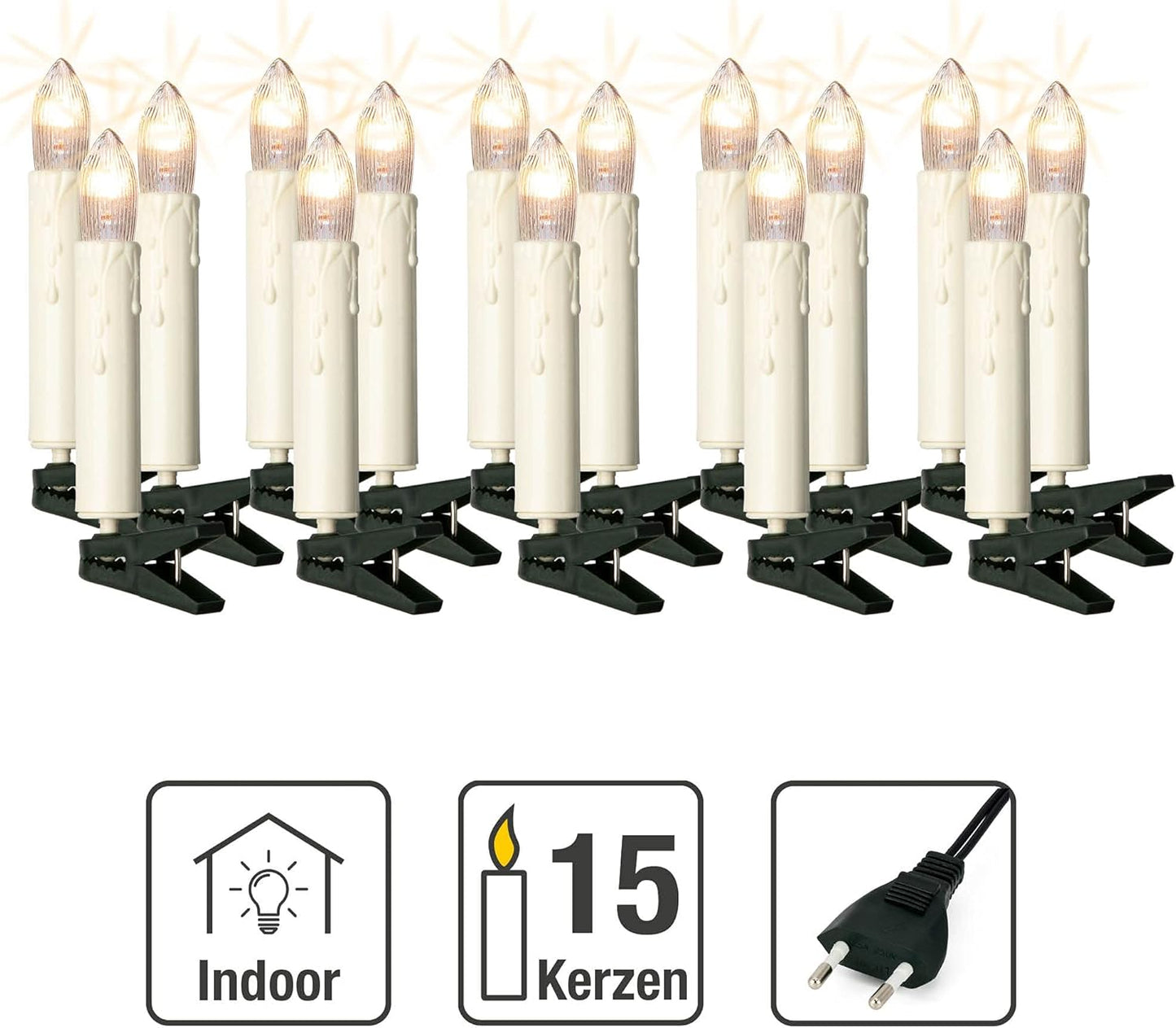 Christbaumkerzen, 15 Lichter / 9,8m beleuchtet 2