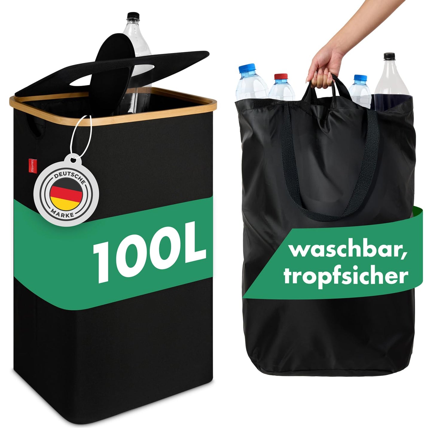Pfandflaschen Organizer mit Tasche, Schwarz Pfandflaschensammler - 100L