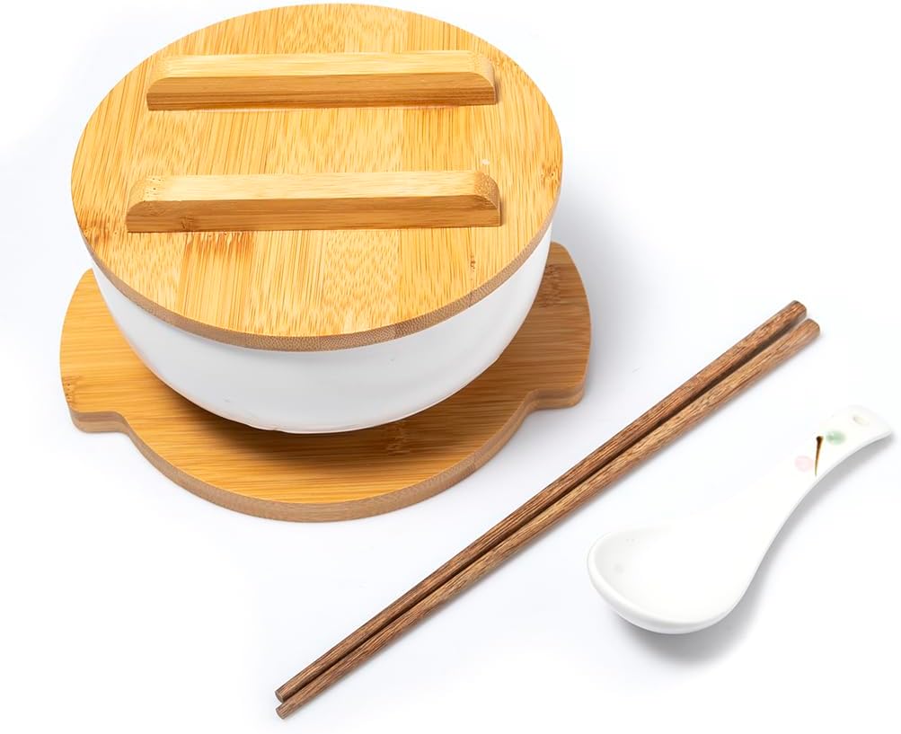 Ramen-Schüssel mit Zubehör, Zen-weiss
