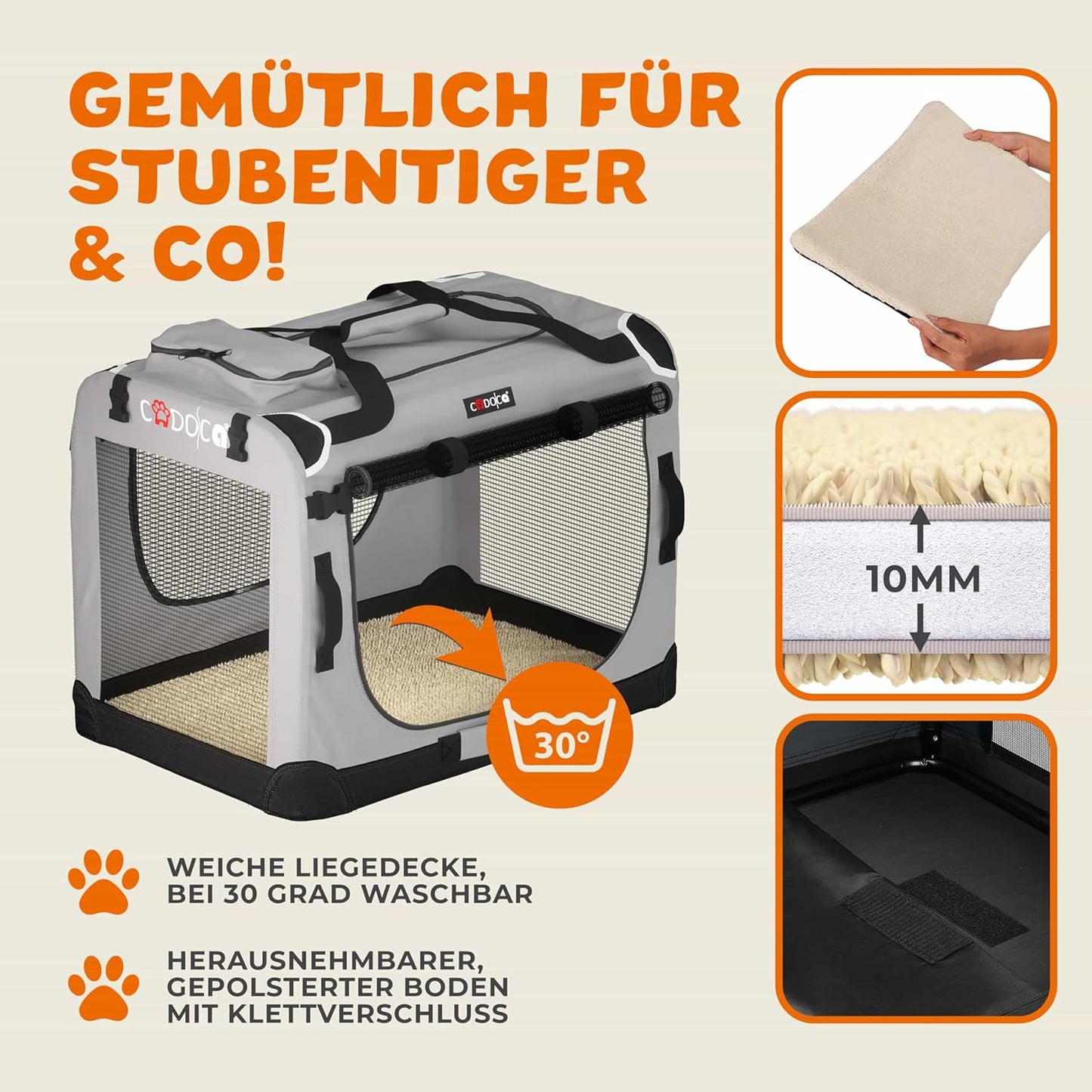 Faltbare Hundetransportbox XL (82 x 56 x 58 cm), L 82 x B 56 x H 58 cm|Grau