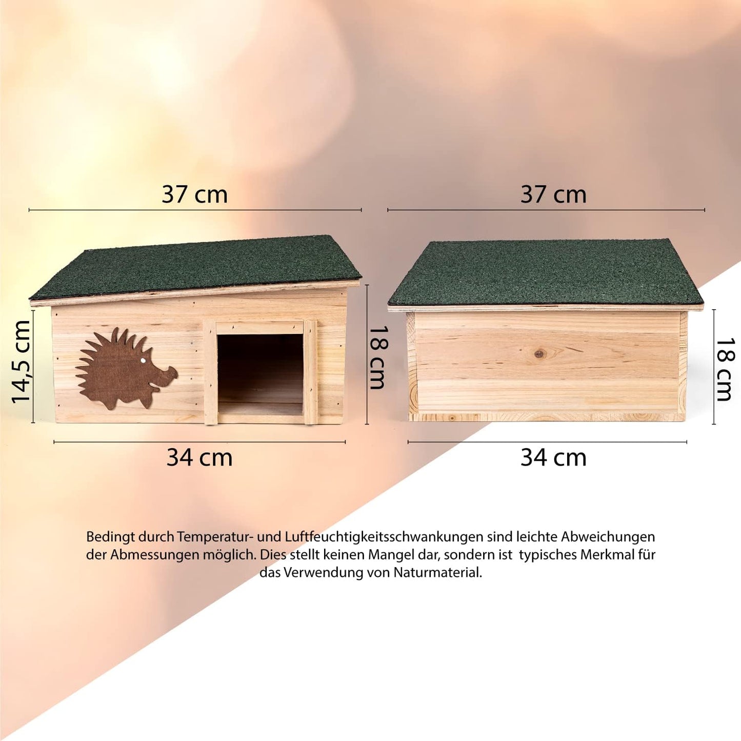 Igelhaus aus Holz mit Labyrintheingang