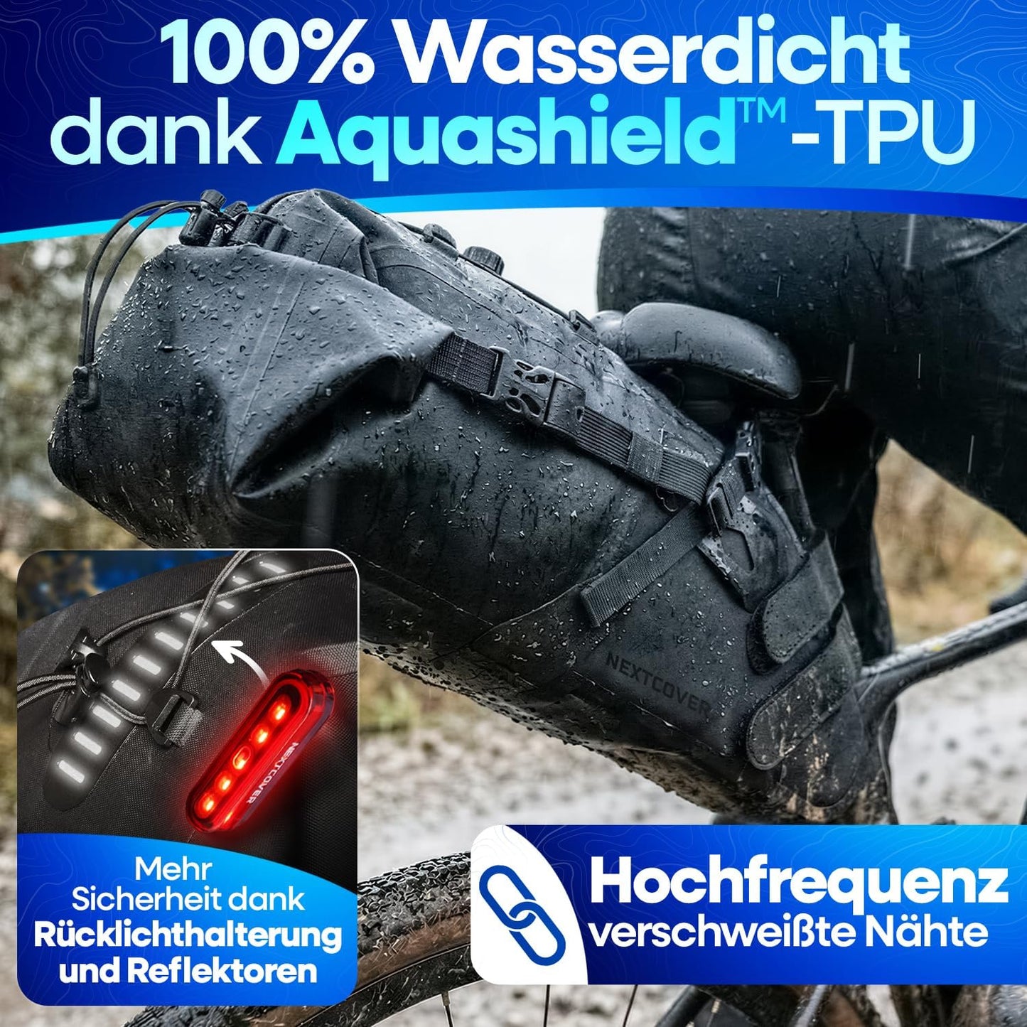 Bikepacking Satteltasche, Schwarz