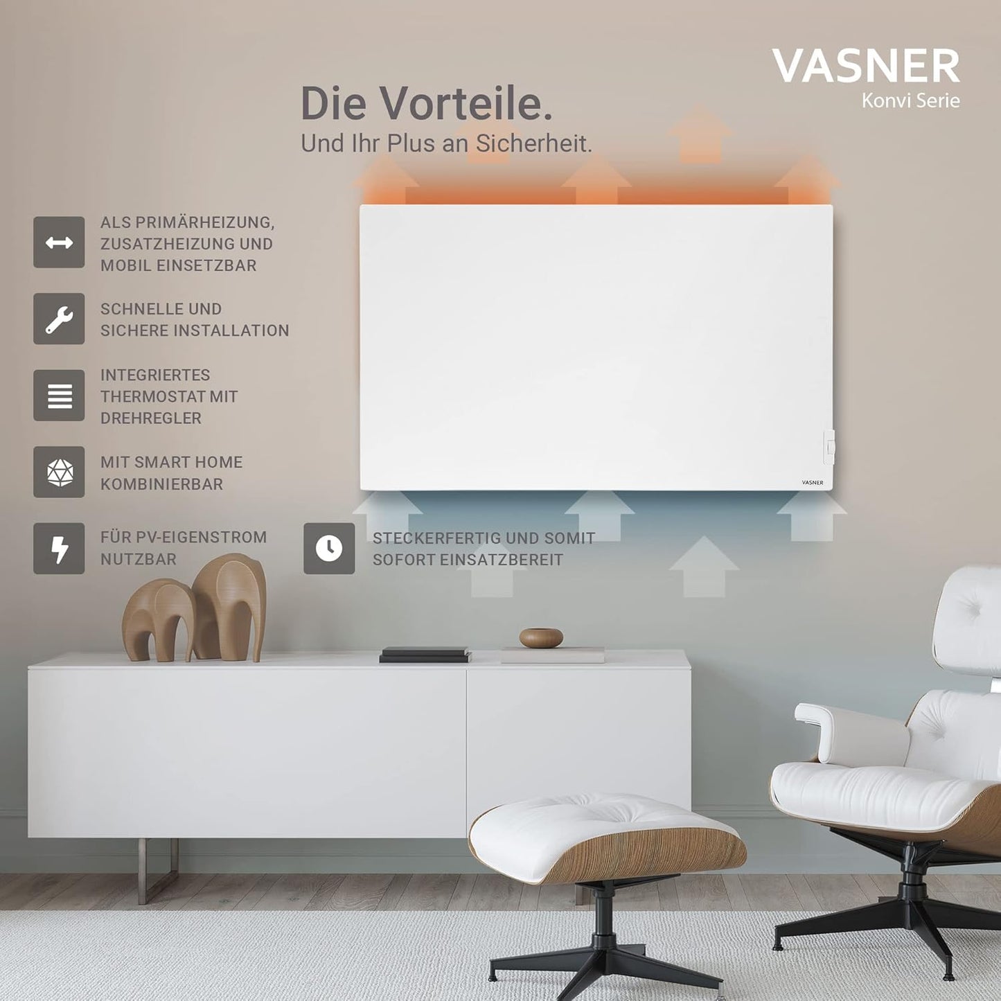 Konvi Infrarotheizung mit Thermostat, 900 Watt