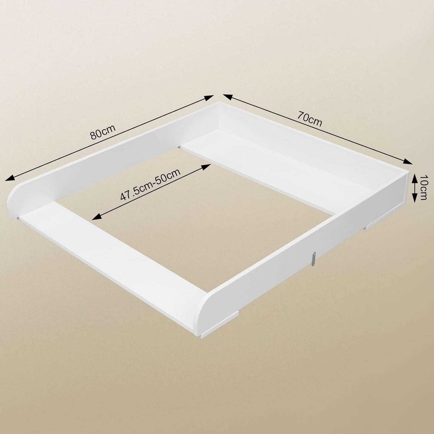 Wickelaufsatz für Wickelkommoden mit Anti-Kipp-Gurt, 70 x 10 x 80 cm