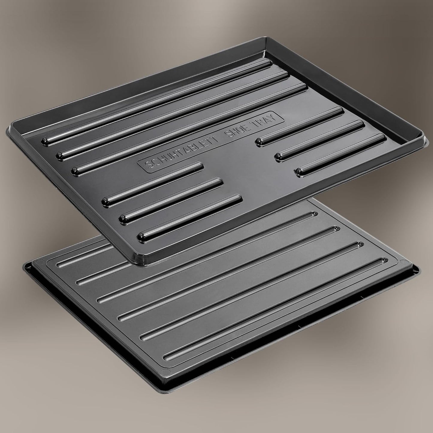 2er-Set Schuhabtropfschalen, 60x40 cm Schwarz