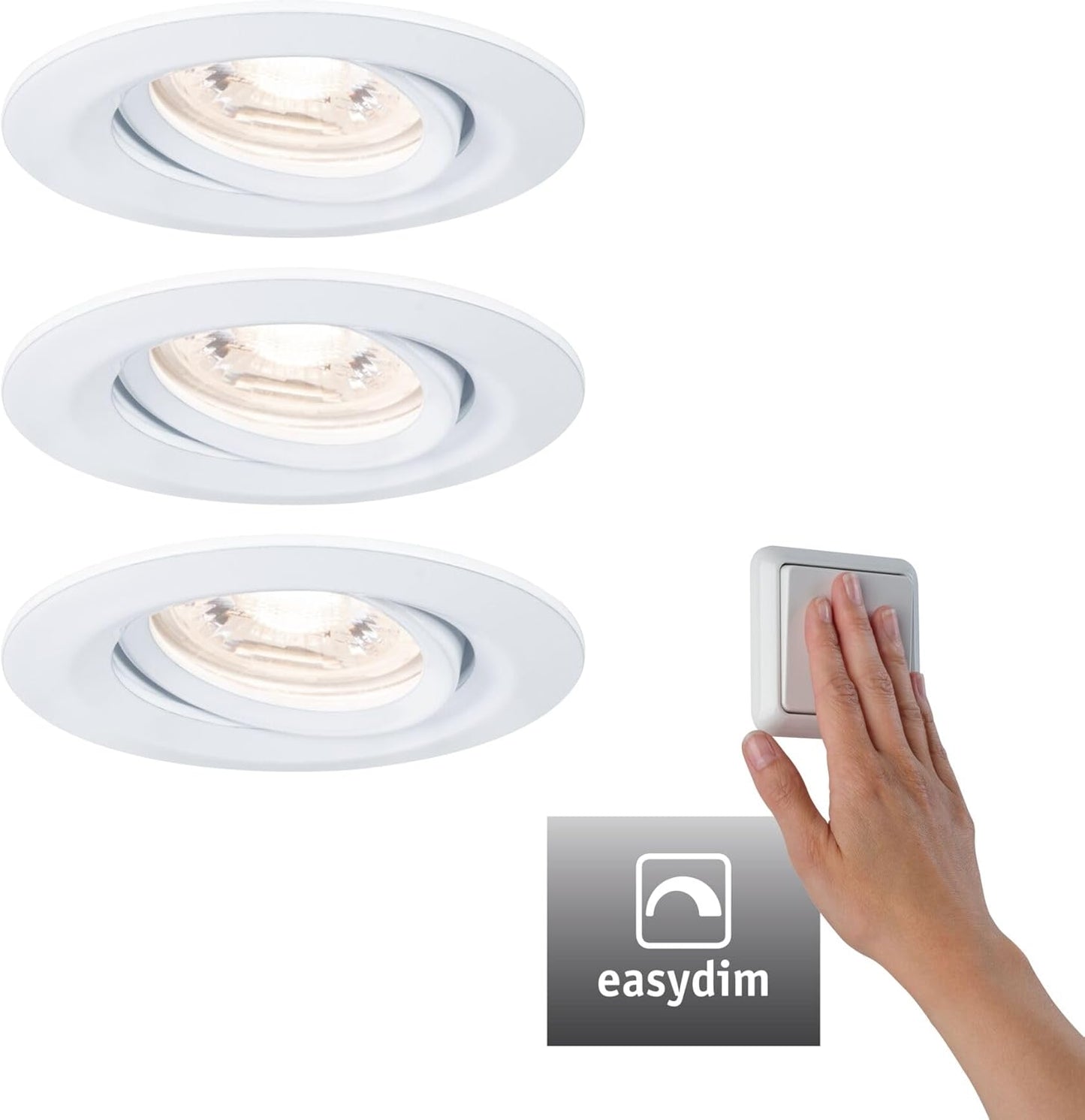 Einbauleuchte Nova Mini, EasyDim-3er (Weiss matt) 3er (Weiss matt) Schwenkbar (Ip23)