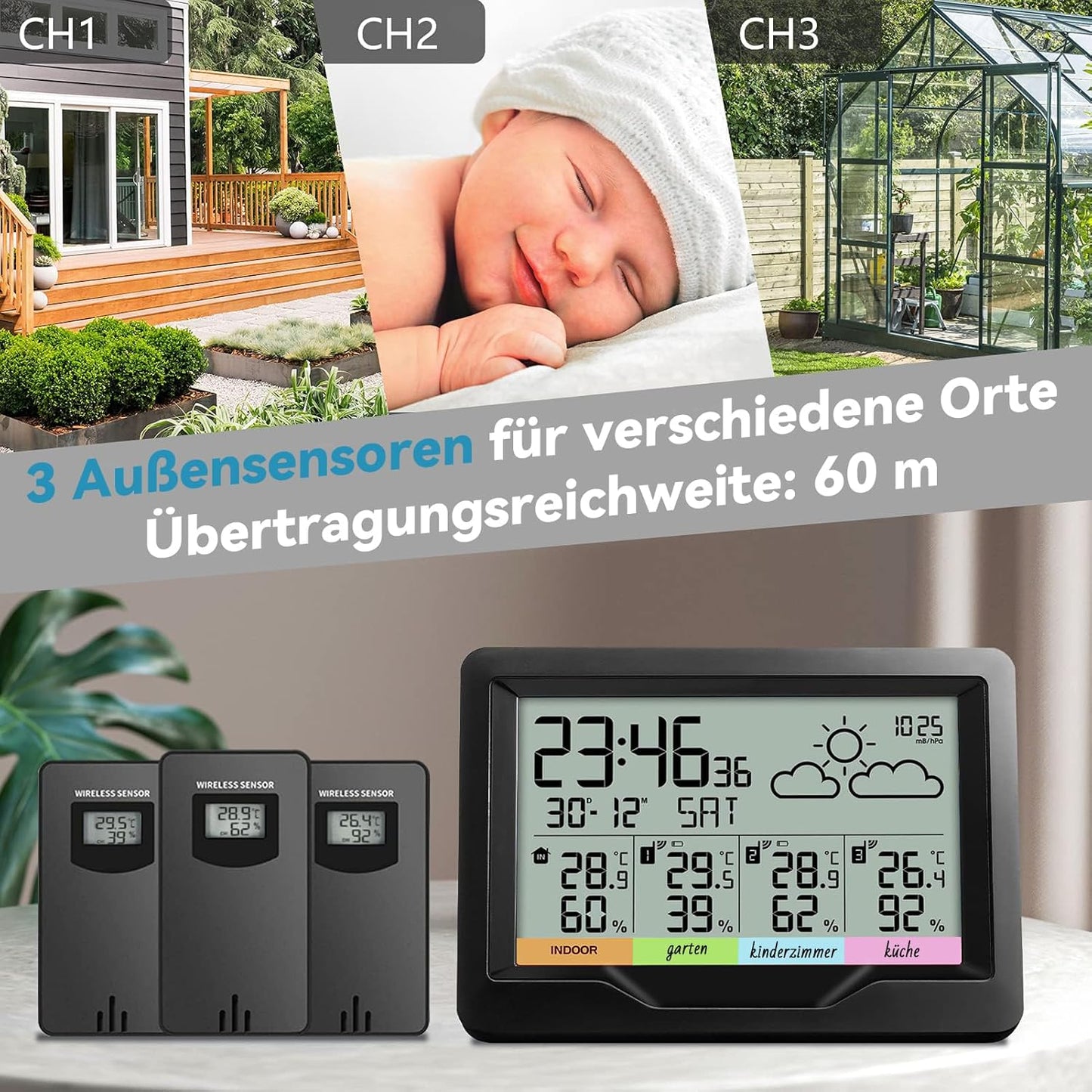 Funk-Wetterstation, Schwarz-Weiss-Bildschirm