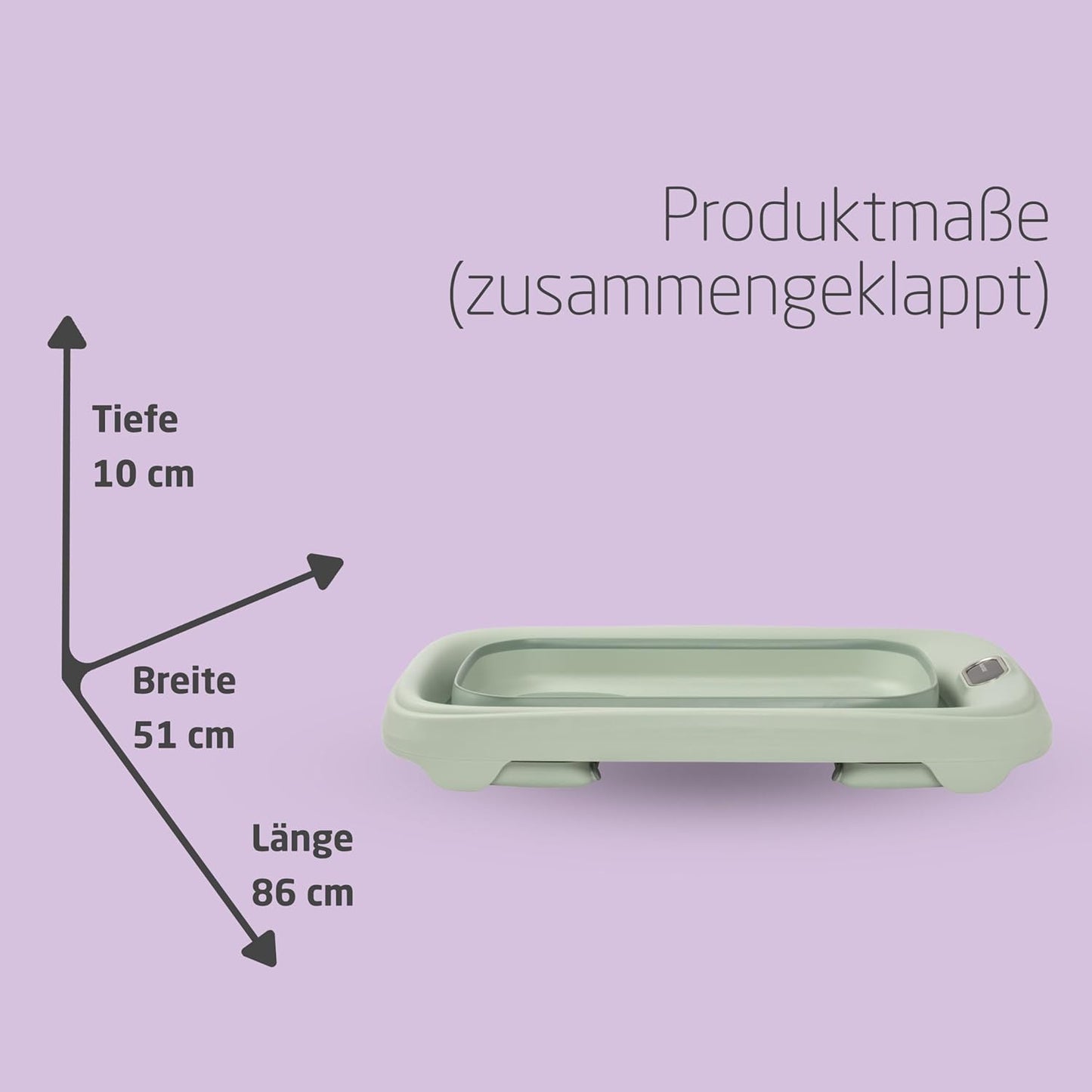 Indigo faltbare Babybadewanne mit Thermometer, Sage Green