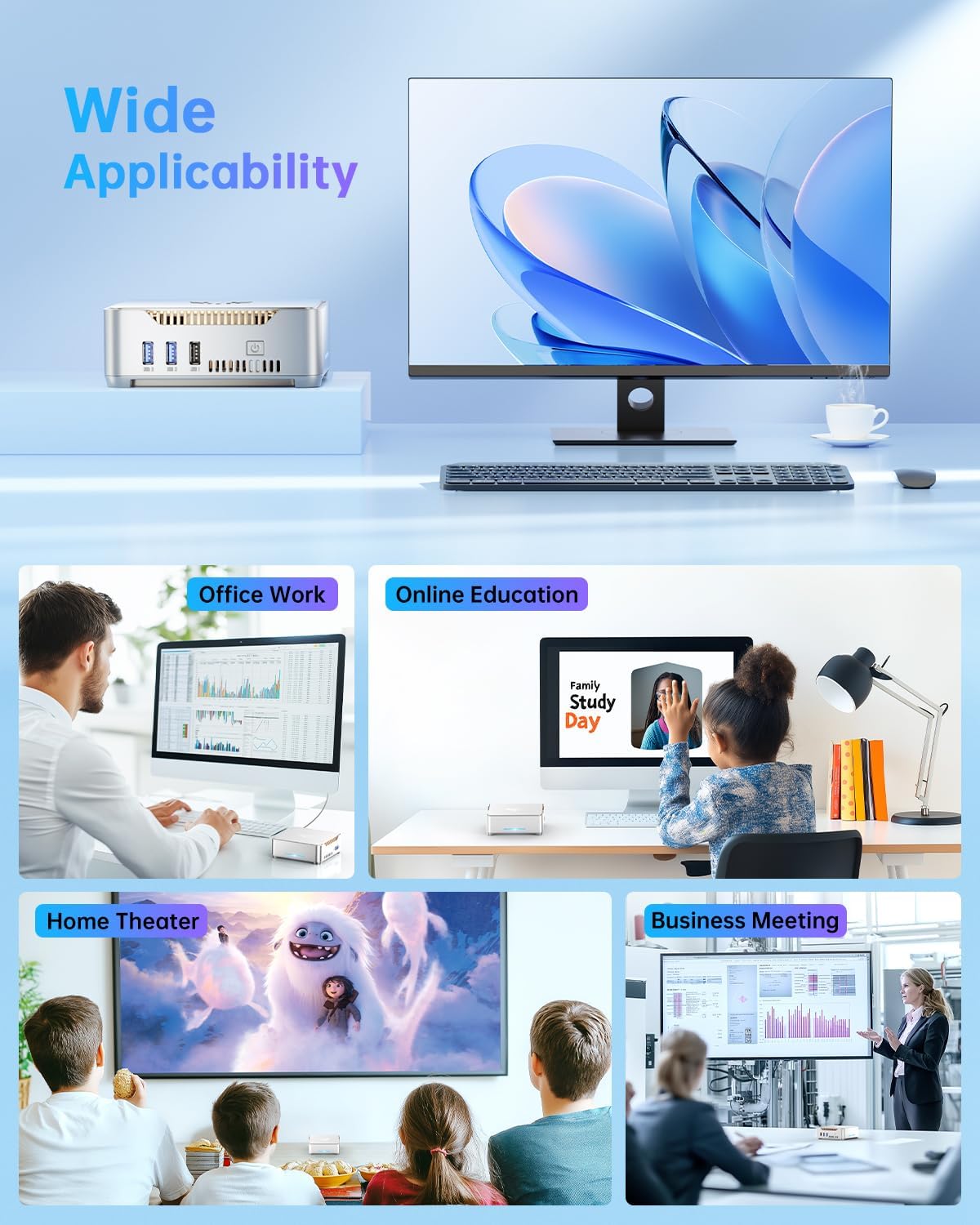GK3 Plus Mini PC mit Intel Alder Lake-N97 und 4K Triple Display, CPU-N97/ 8GB RAM+256GB ROM