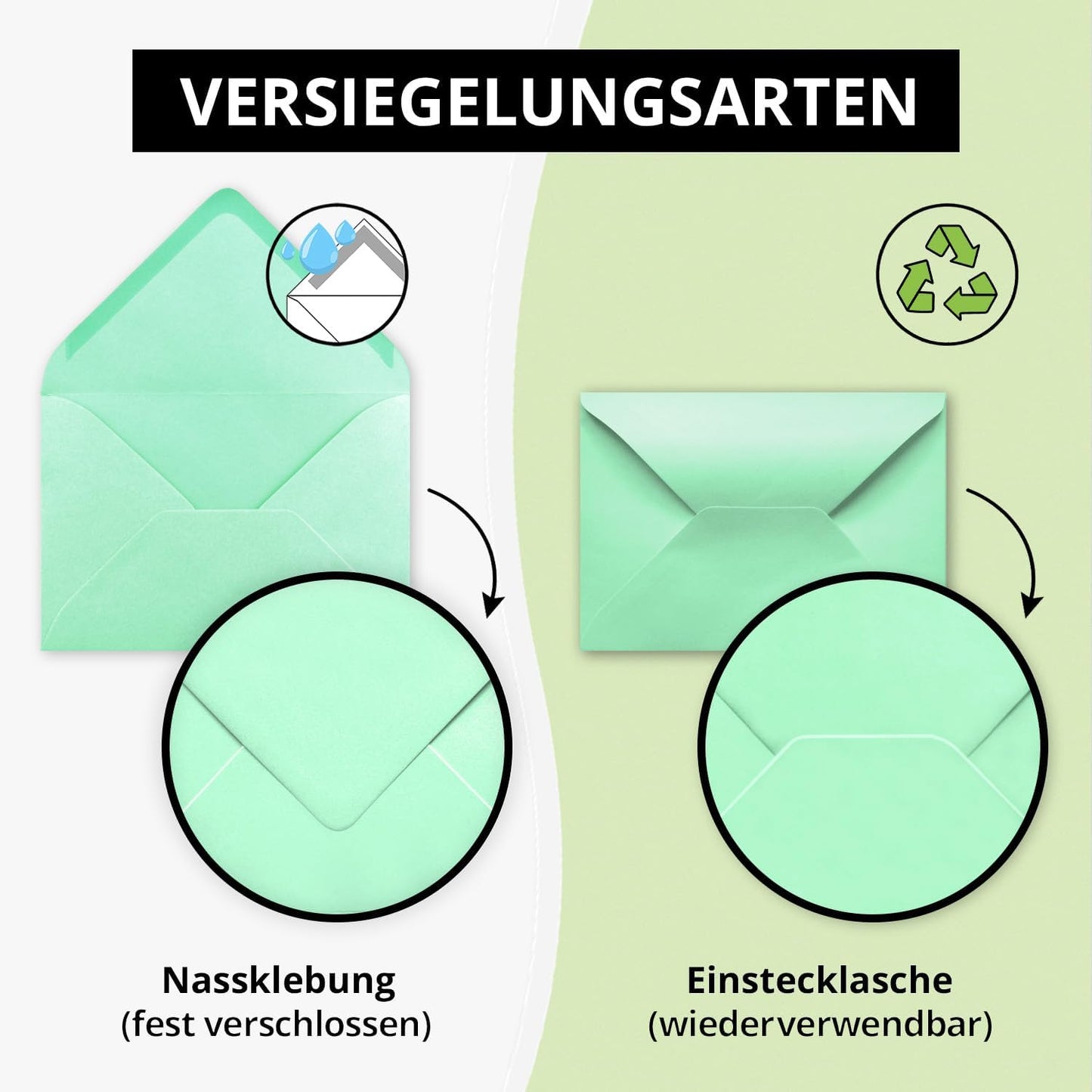 200 Stück Briefumschläge DIN C6, 200 Umschläge 55-Mintgrün