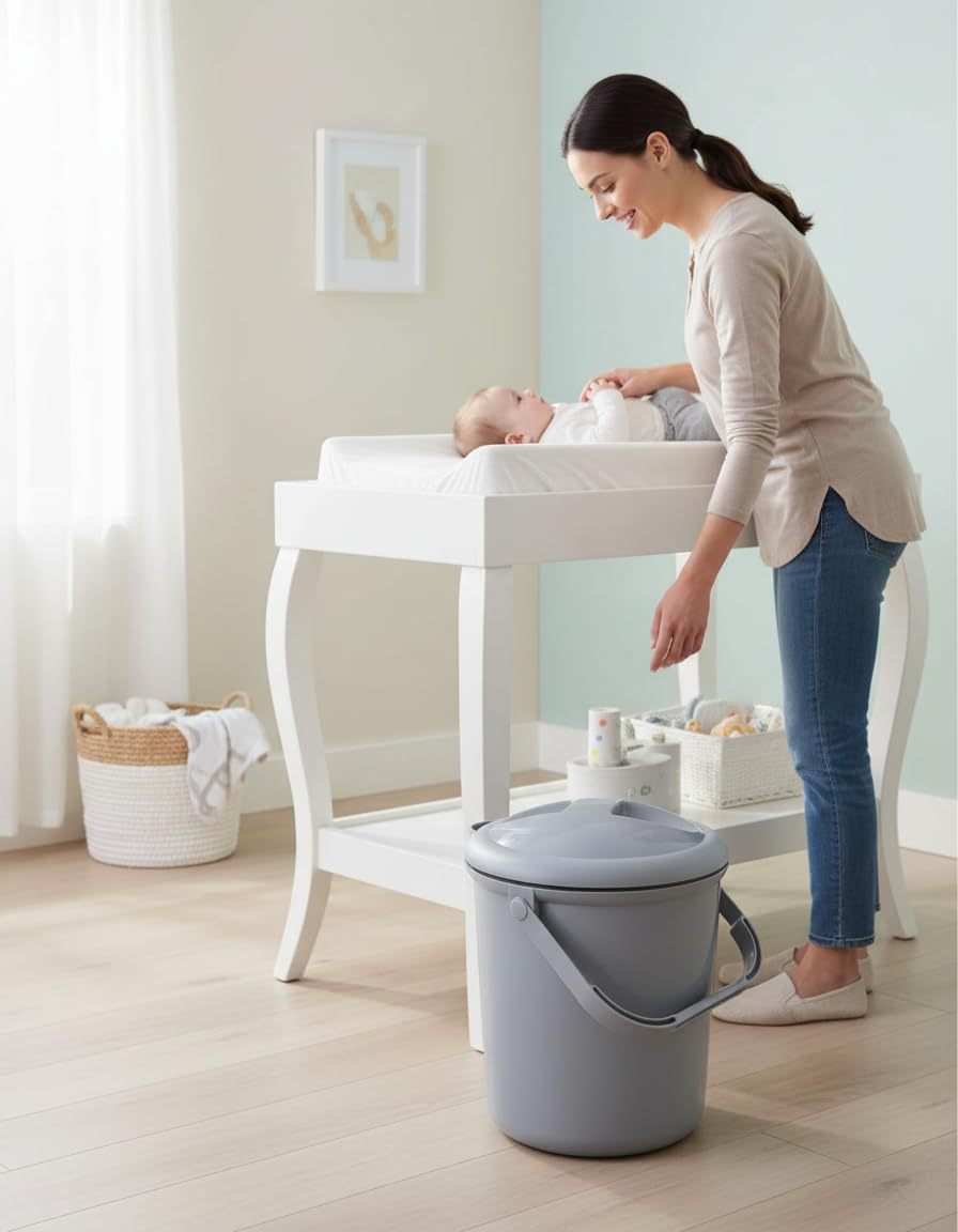 Windeleimer Bella Bambina 11L mit Deckel, Grau