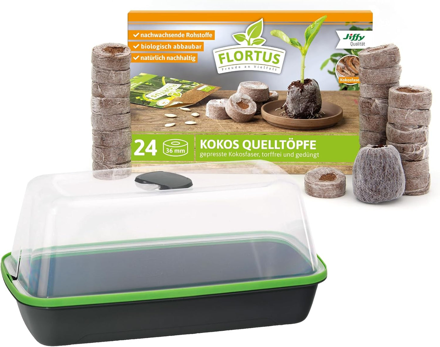 BoQube Zimmergewächshaus-Set mit Quelltöpfen, Set anthrazit