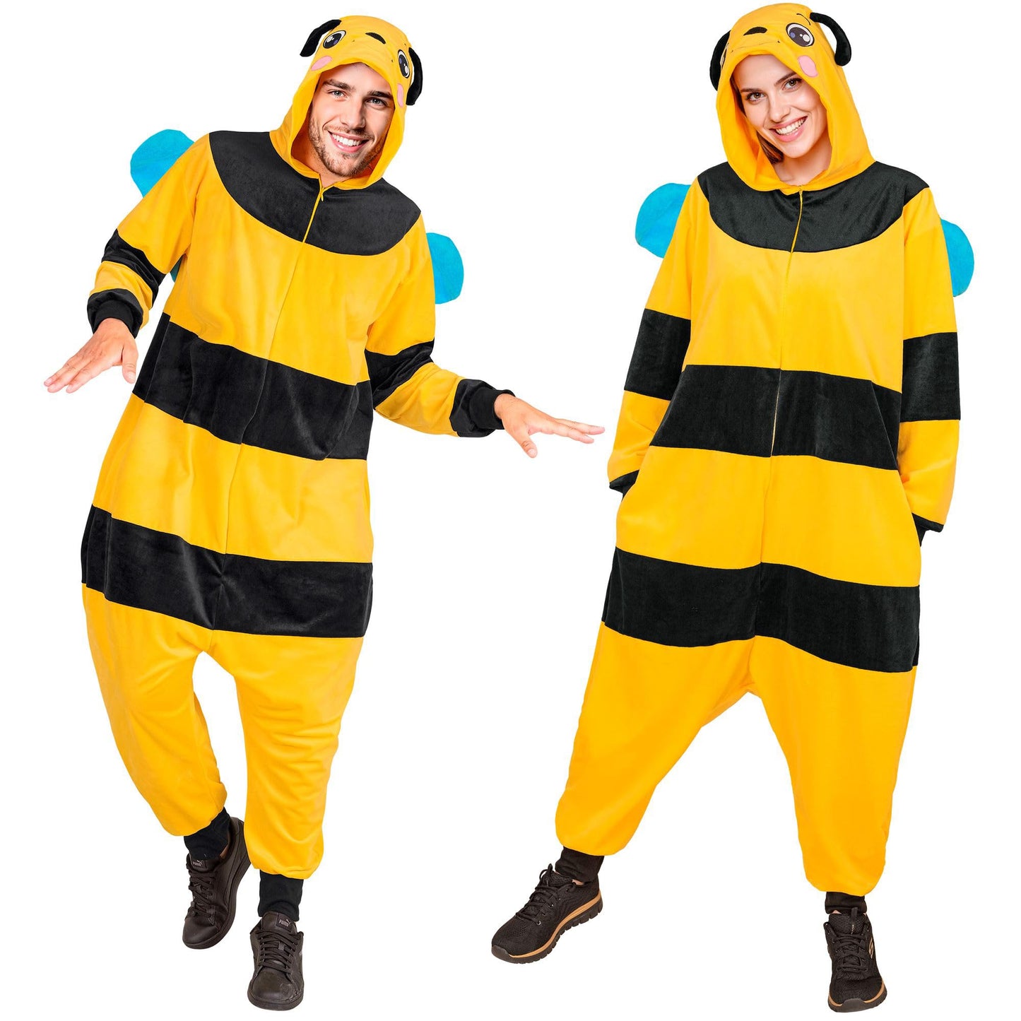 Biene Onesie Plüschkostüm, Biene Gelb S-M