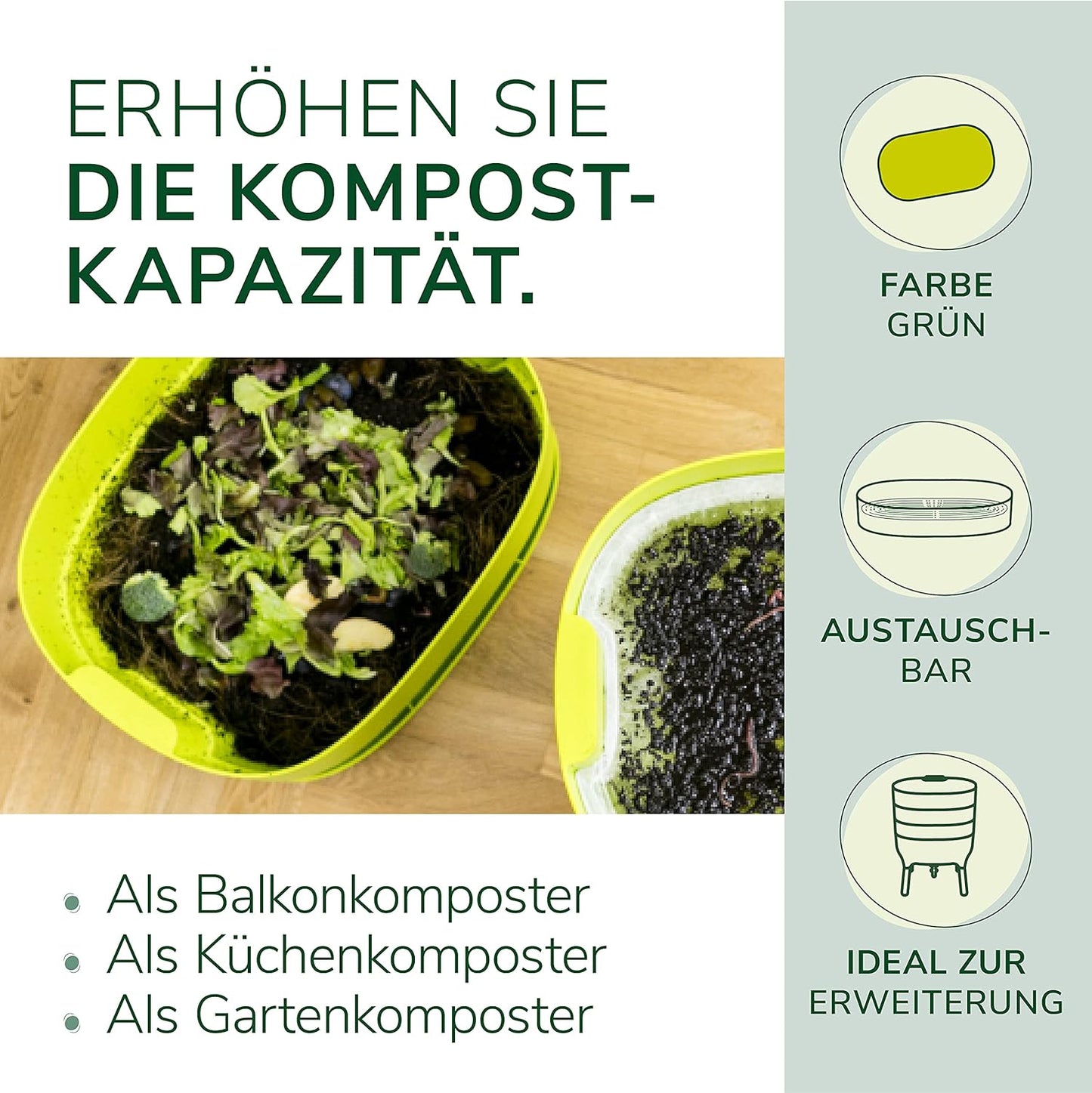 Ersatzetage für Wurmkomposter, Ersatzetage grün