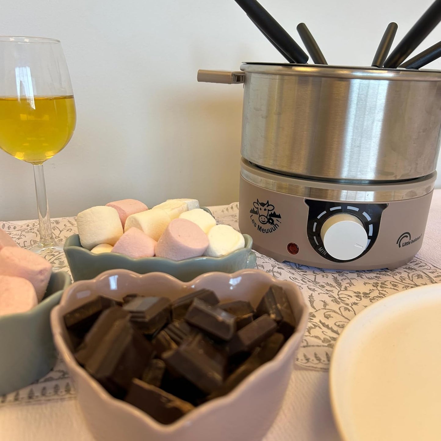 Fondue Set für 6 Personen, Hellbraun