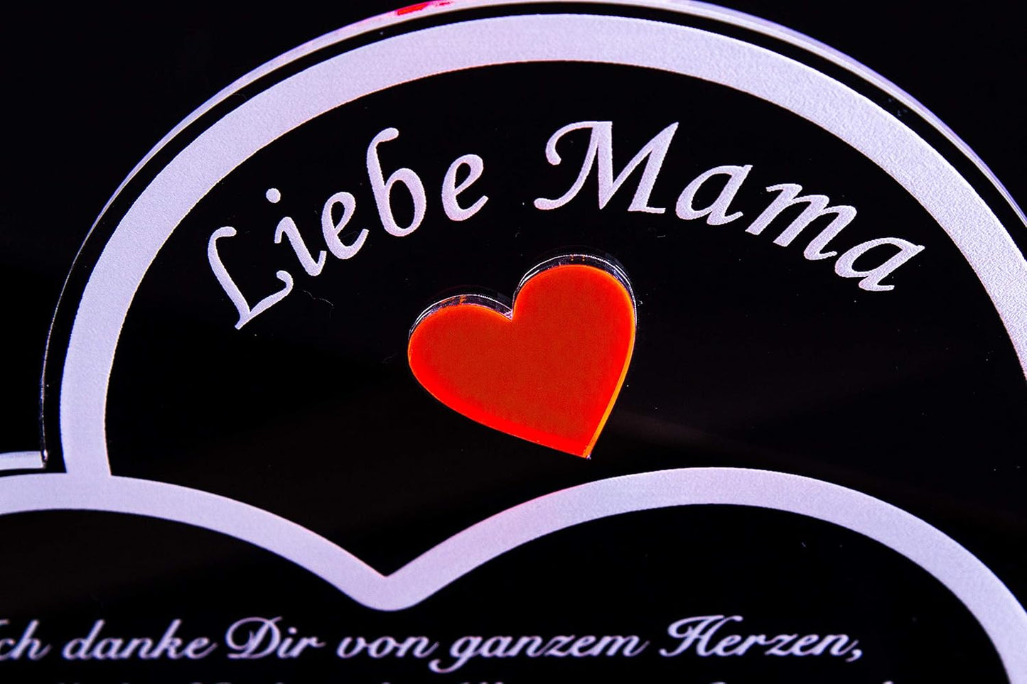 Acryl Doppelherz Schild "Liebe Mama" mit Gravur, Doppelherz-schild Liebe Mama