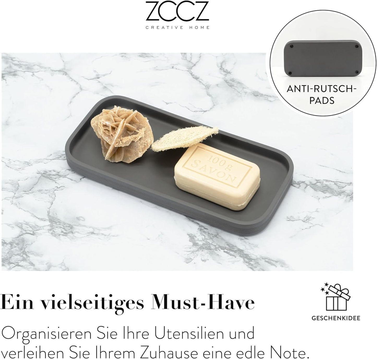 6-teiliges Badezimmer-Organizer-Set, Grau