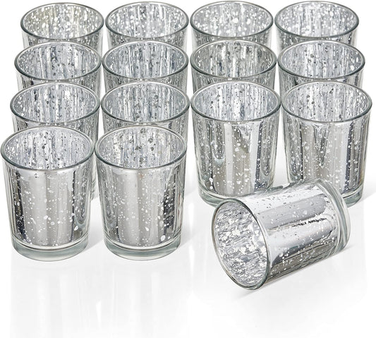 15er-Set Teelichthalter für weihnachtliches Ambiente, Silber 15
