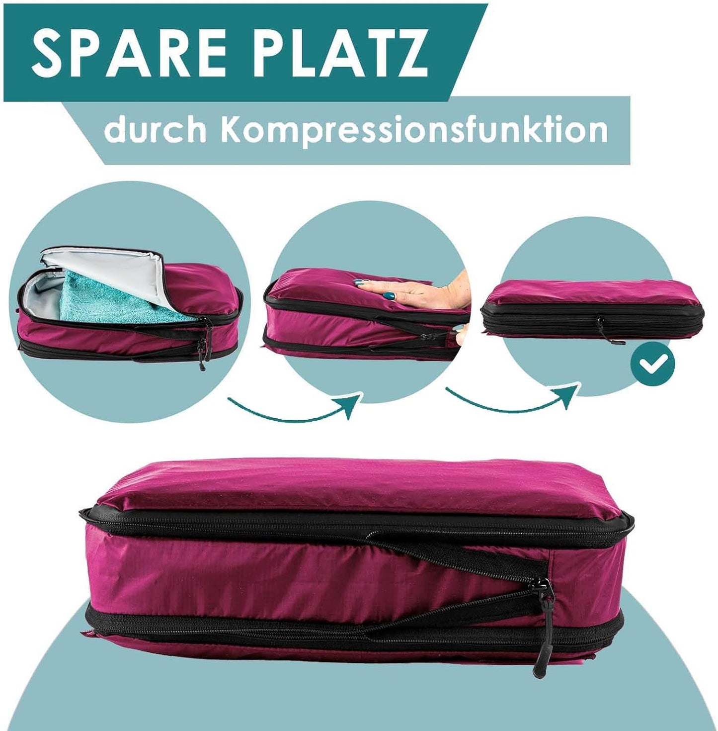 4-teiliges Packwürfel-Set, Himbeer 4-teiliges Set
