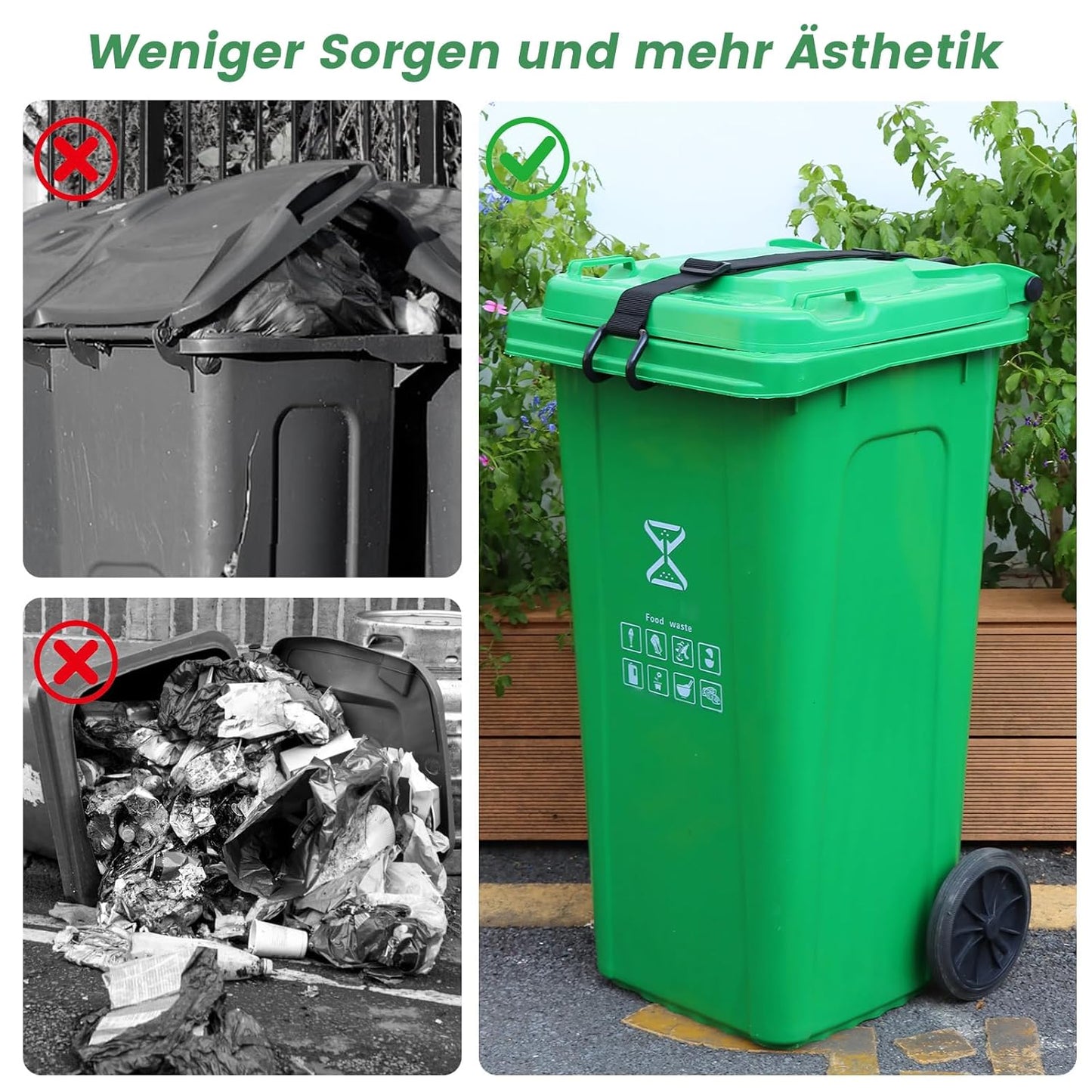 Mülltonnenschloss Set (2 Stück, ohne Bohren)