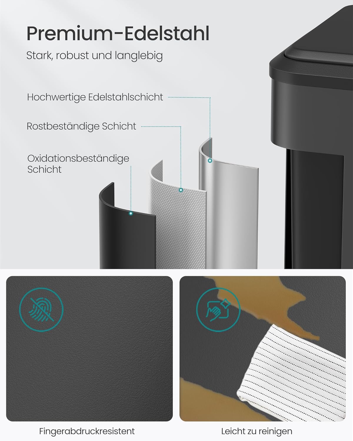 Mülltrennsystem mit 2 Fächern, 2 x 30 L, LTB556B02, tintenschwarz 60 L