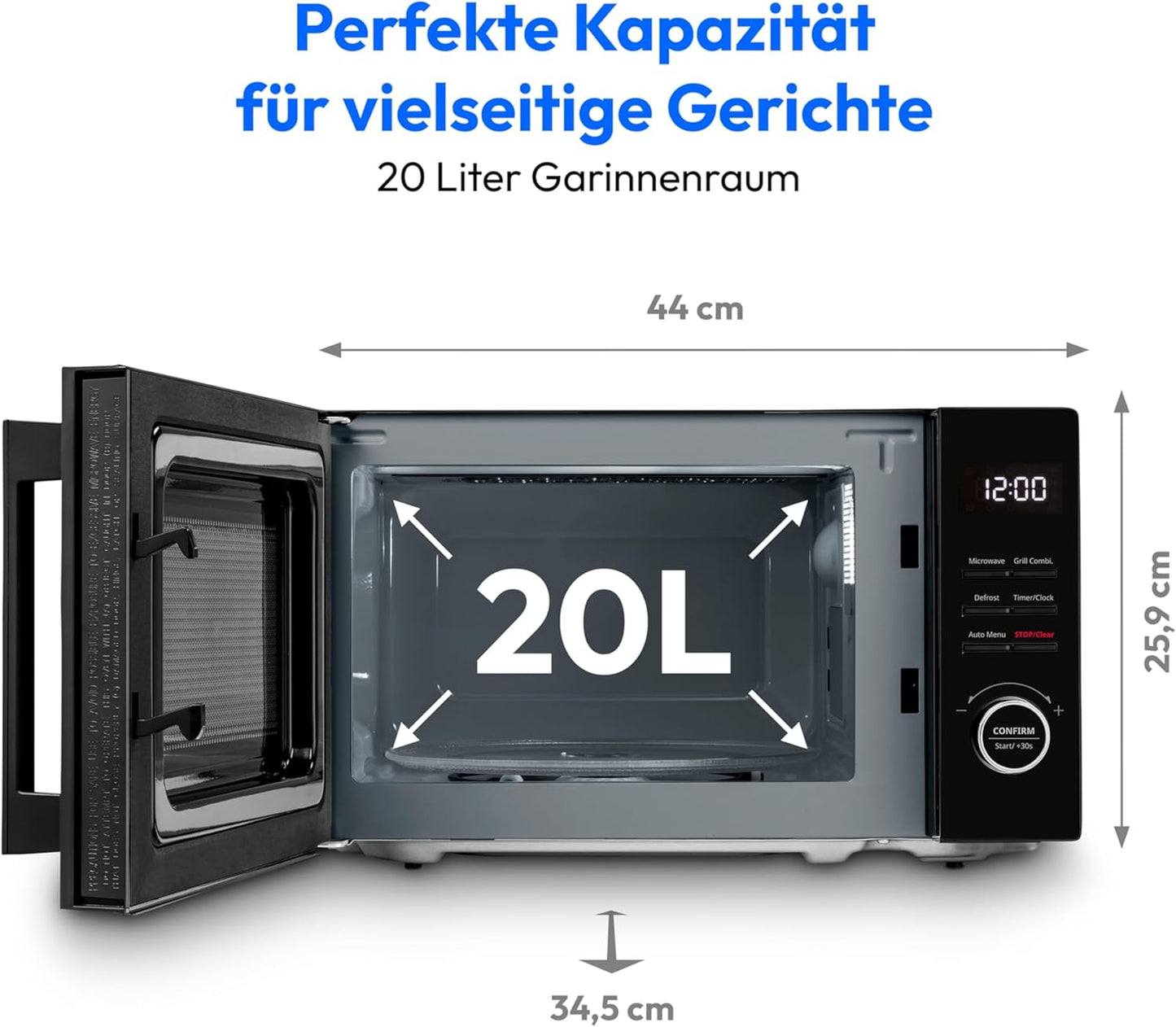 MD12021 Mikrowelle mit Grillfunktion, 20 Liter Grill