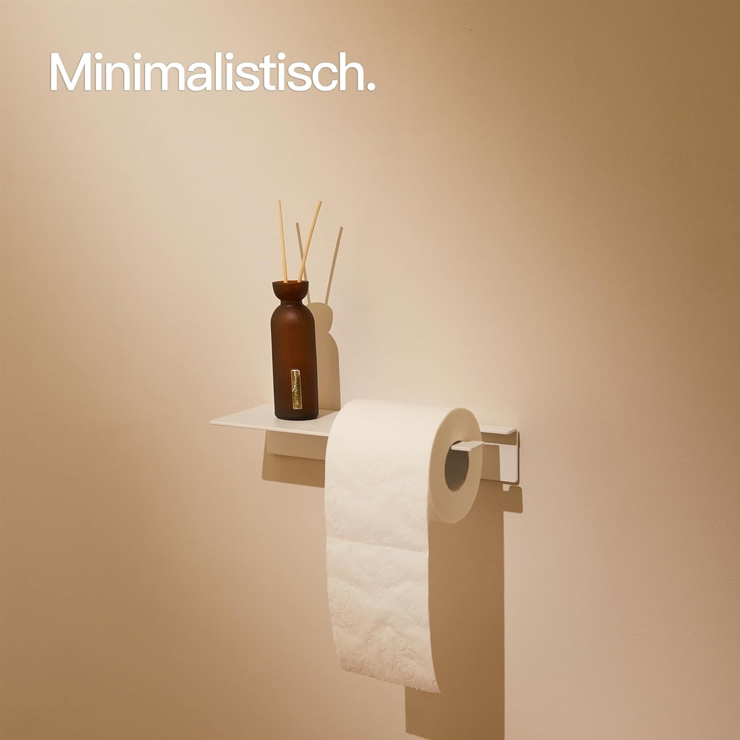 Toilettenpapierhalter zum Kleben mit Ablage, Mit Ablage Matt Weiss