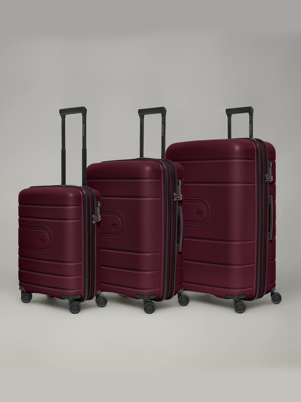 Essentials 11 4 Rollen Kofferset 3-teilig mit Dehnfalte, Burgundy Kofferset+ (3-teilig) erweiterbar