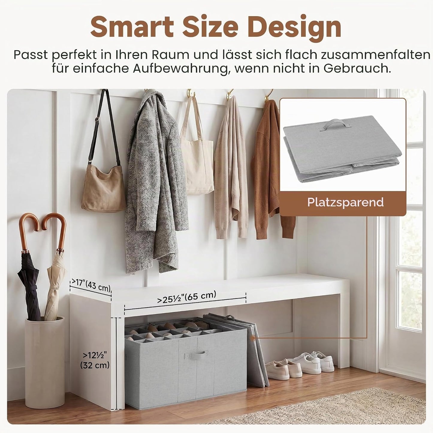 Schuh-Organizer für Schrank, extragrosse Aufbewahrungsbox, Grau Grau 64 x 43 x 32 cm