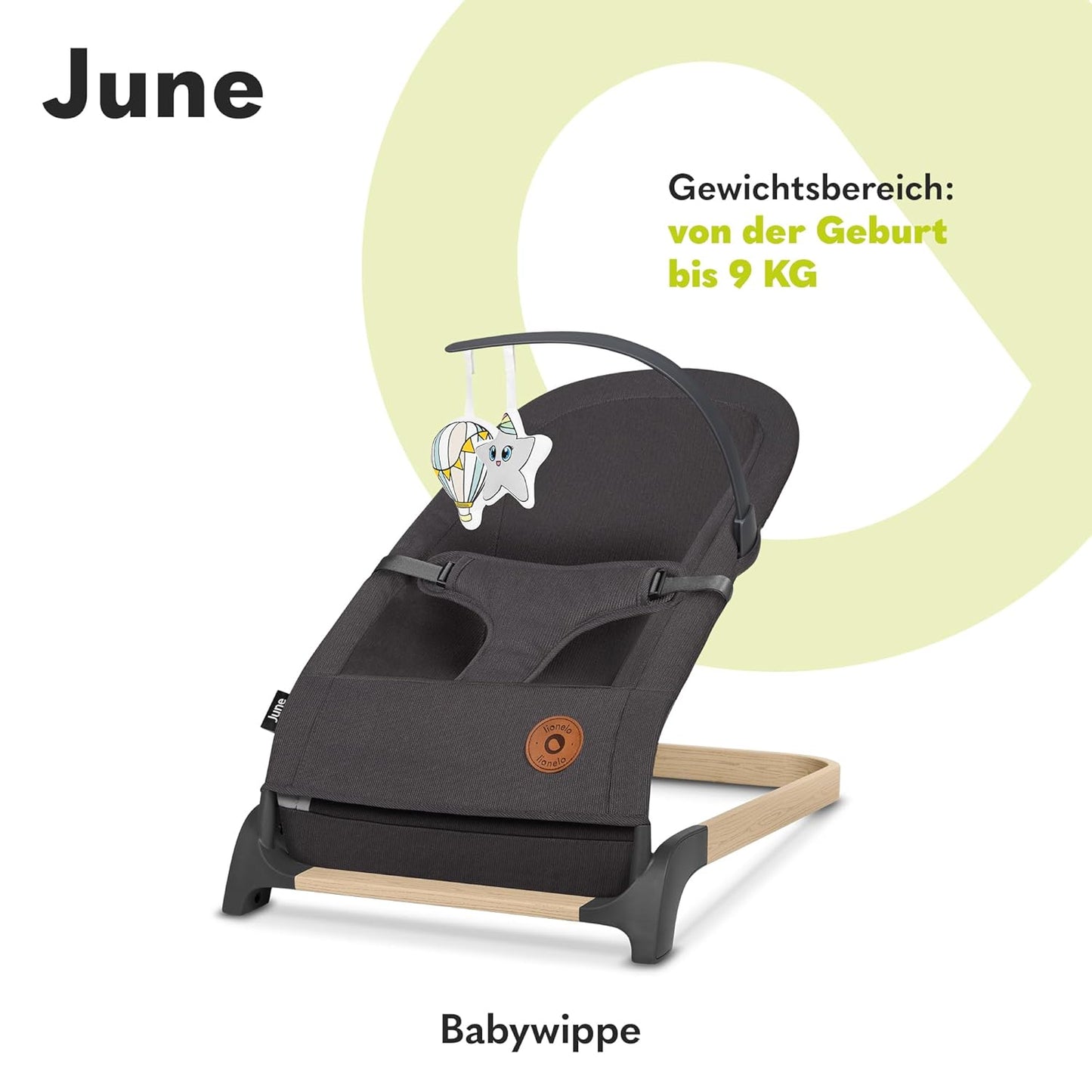 Babywippe - June, Grau Stein 1 Stück (1er Pack)