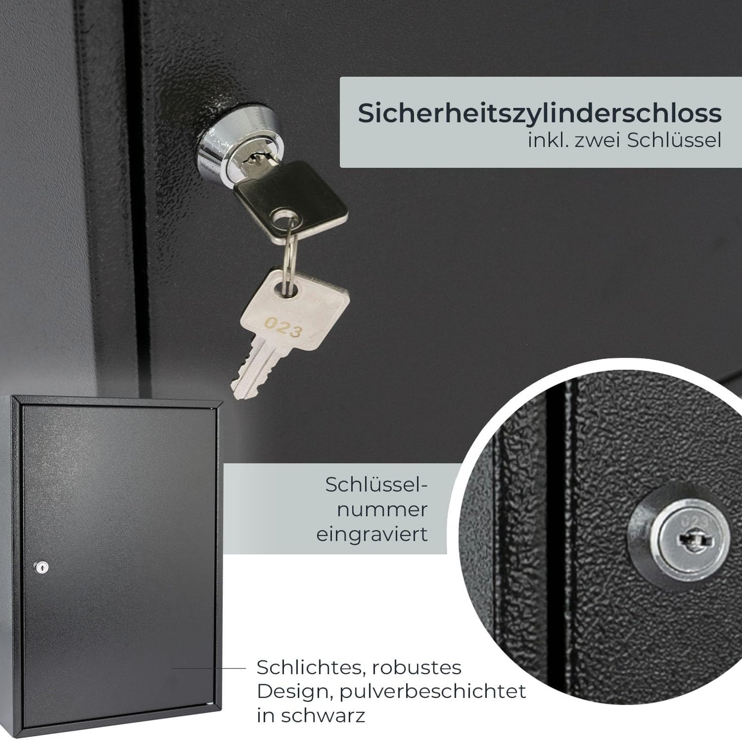 Abschliessbarer Schlüsselschrank mit 64 Haken, Schwarz 64 Haken