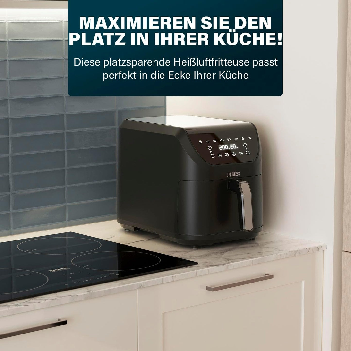 SlimFry Heissluftfritteuse mit 8 Programmen, Weisse Symbole 8 l