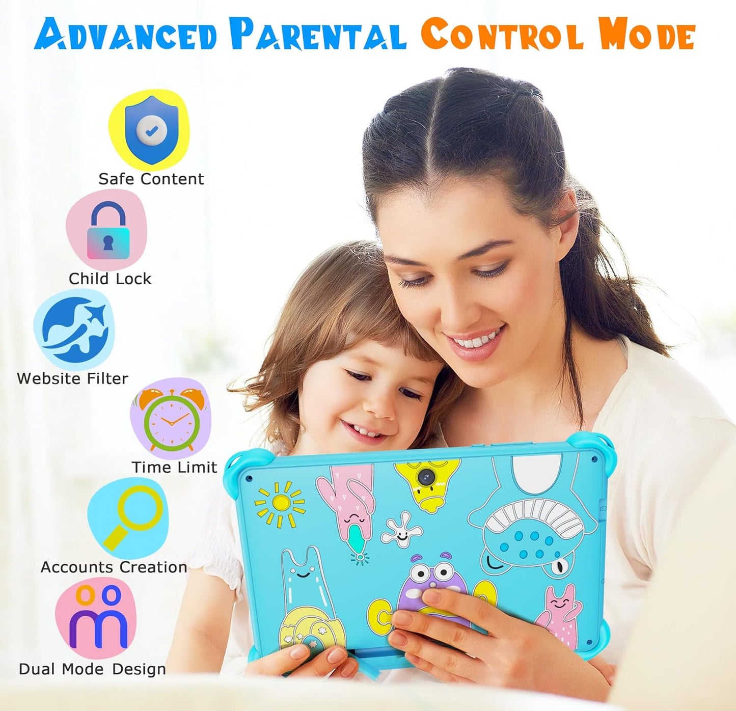 Kinder Tablet mit Kindersicherung und Lern-Apps, Blau