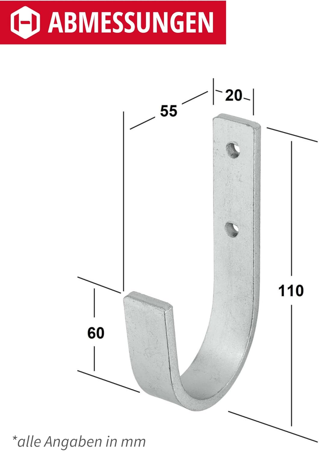 10-teiliges Wandhalterungs Set, 10 55 x 110 mm