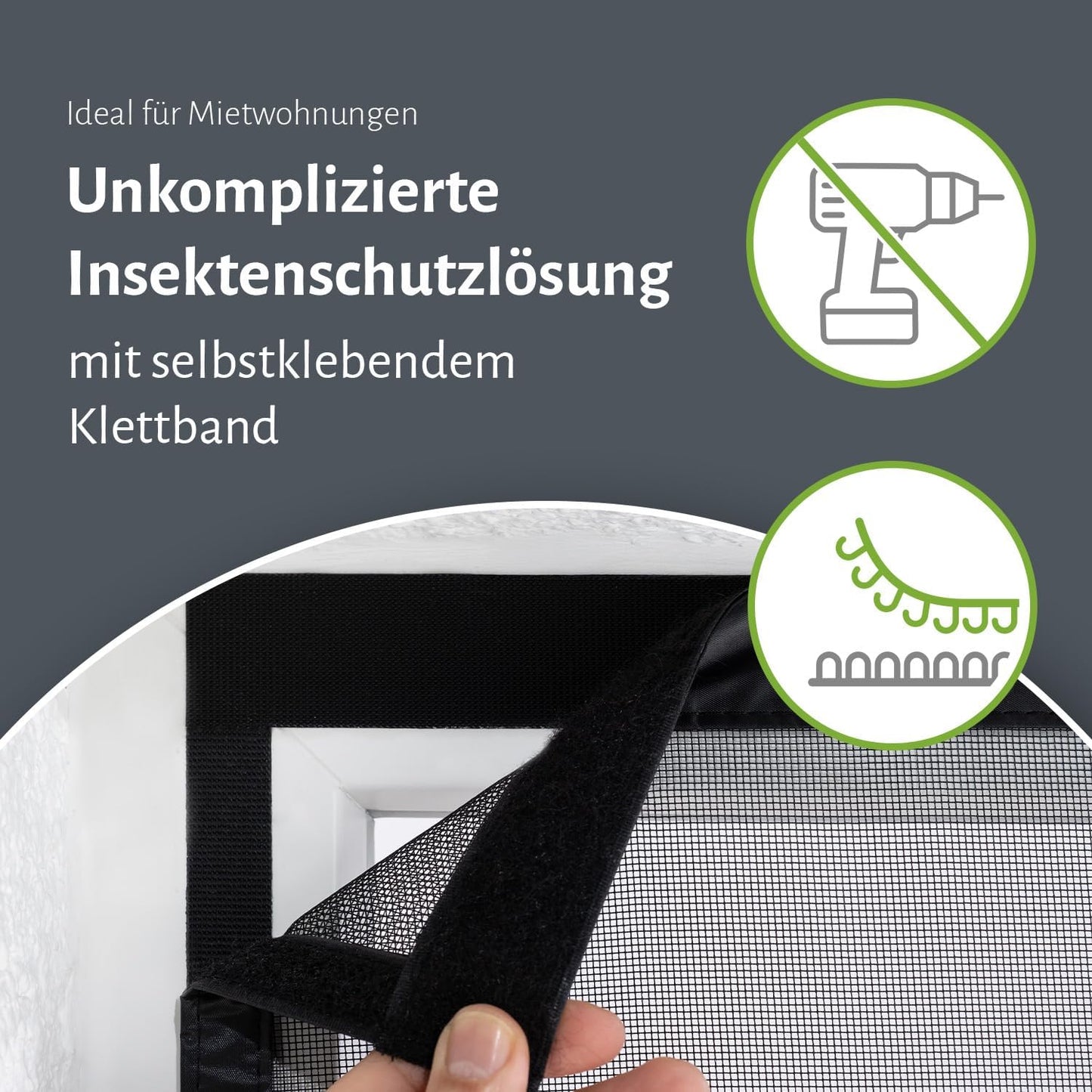 Fliegengitter Tür Magnetvorhang selbstschliessend, 85 x 210 cm Anthrazit