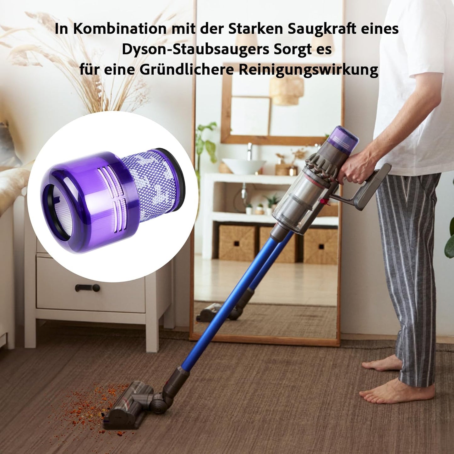 2 x Ersatzfilter für Dyson Cyclone V11/V15 Staubsauger, Lila V11-2PC