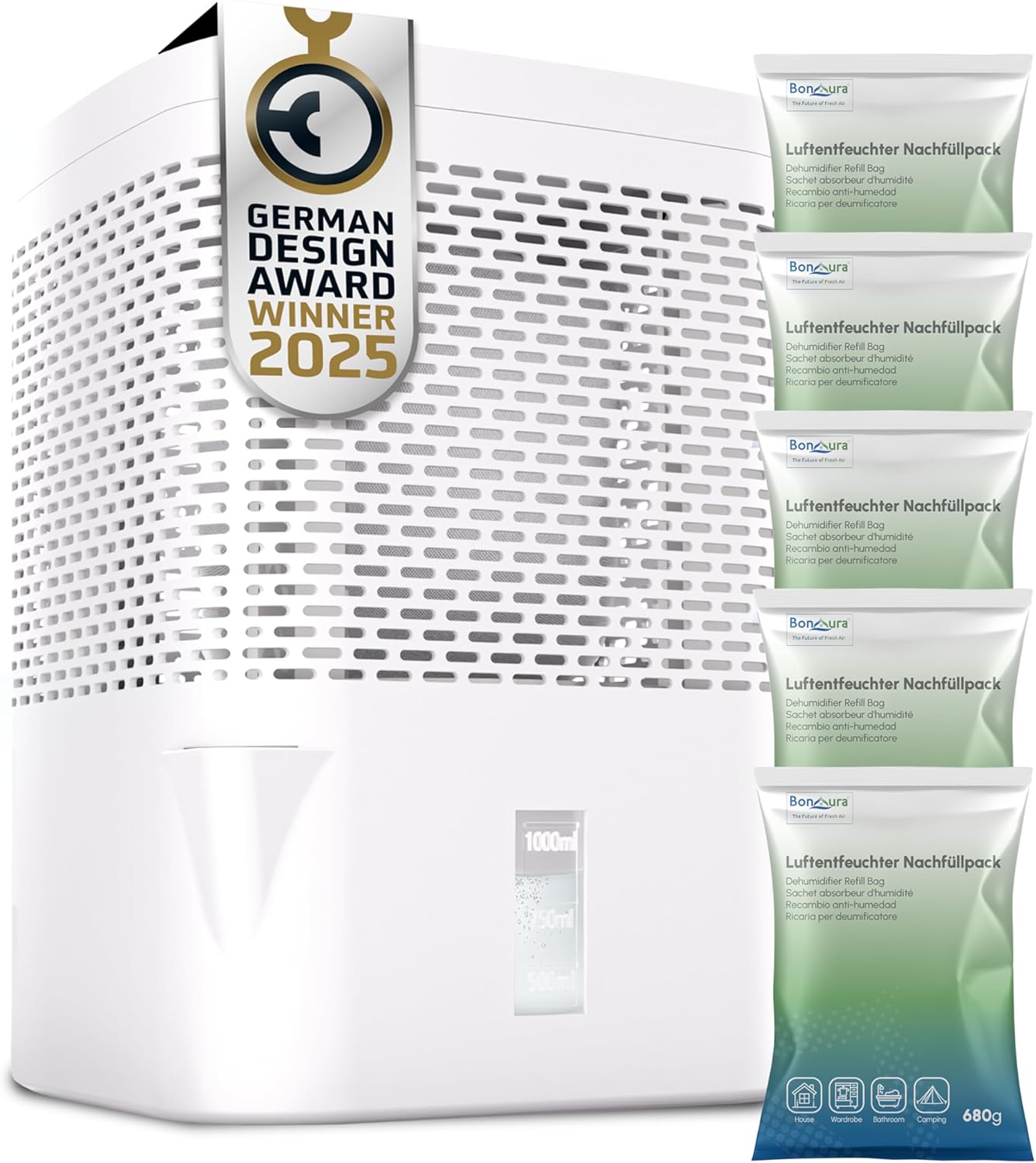 Luftentfeuchter AirOne, Luftentfeuchter Airone White + 5 X Granulat