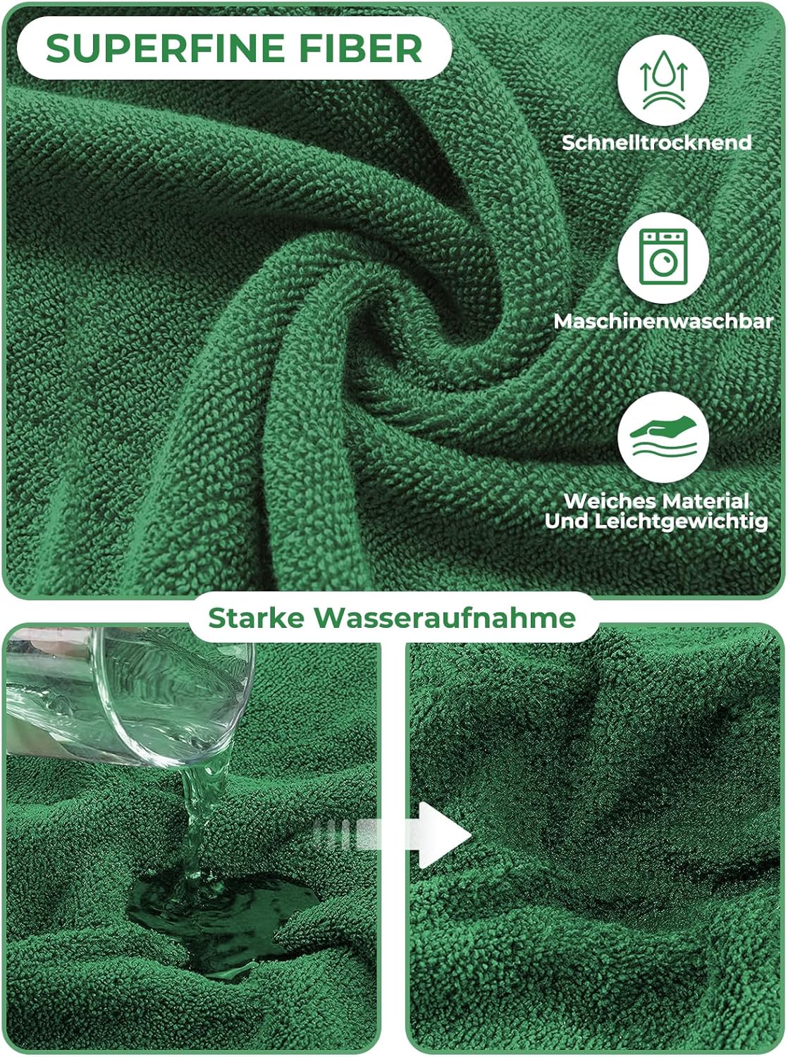 Hundebademantel aus Mikrofaser, L Grüner Frosch