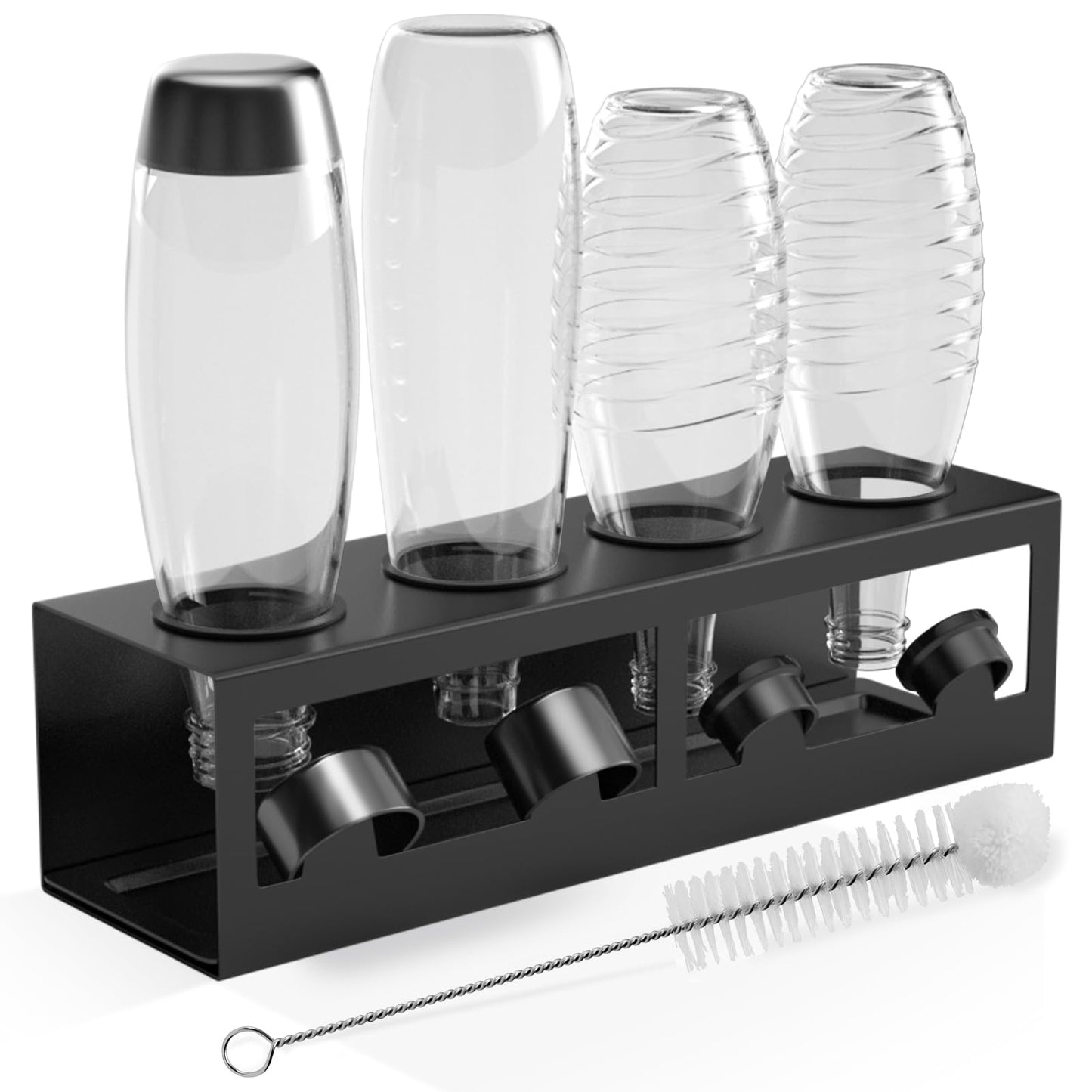 Flaschenhalter Abtropfgestell für SodaStream & Emil, Schwarz 4-Loch