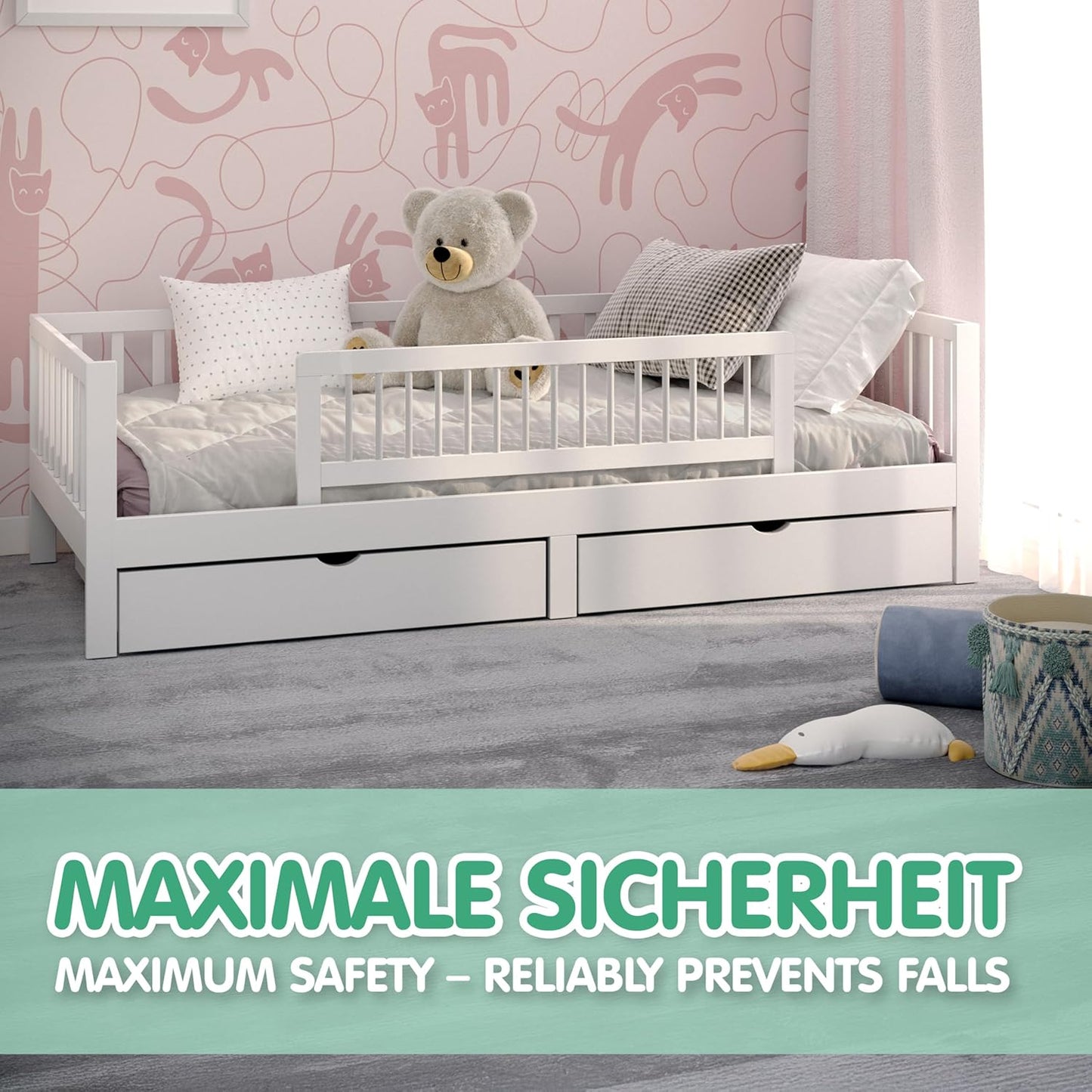 Kinder Bettgitter klappbarer Rausfallschutz (115x40 cm), 115 x 40 x 5 cm Weiss
