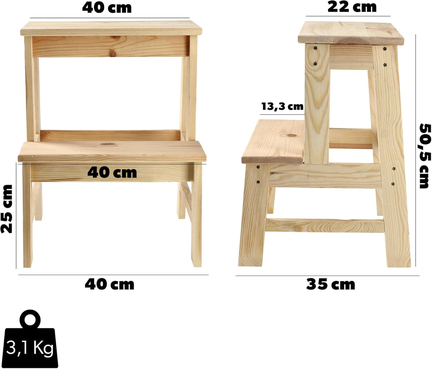 2-stufiger Hocker, Leiter 2 Stufen