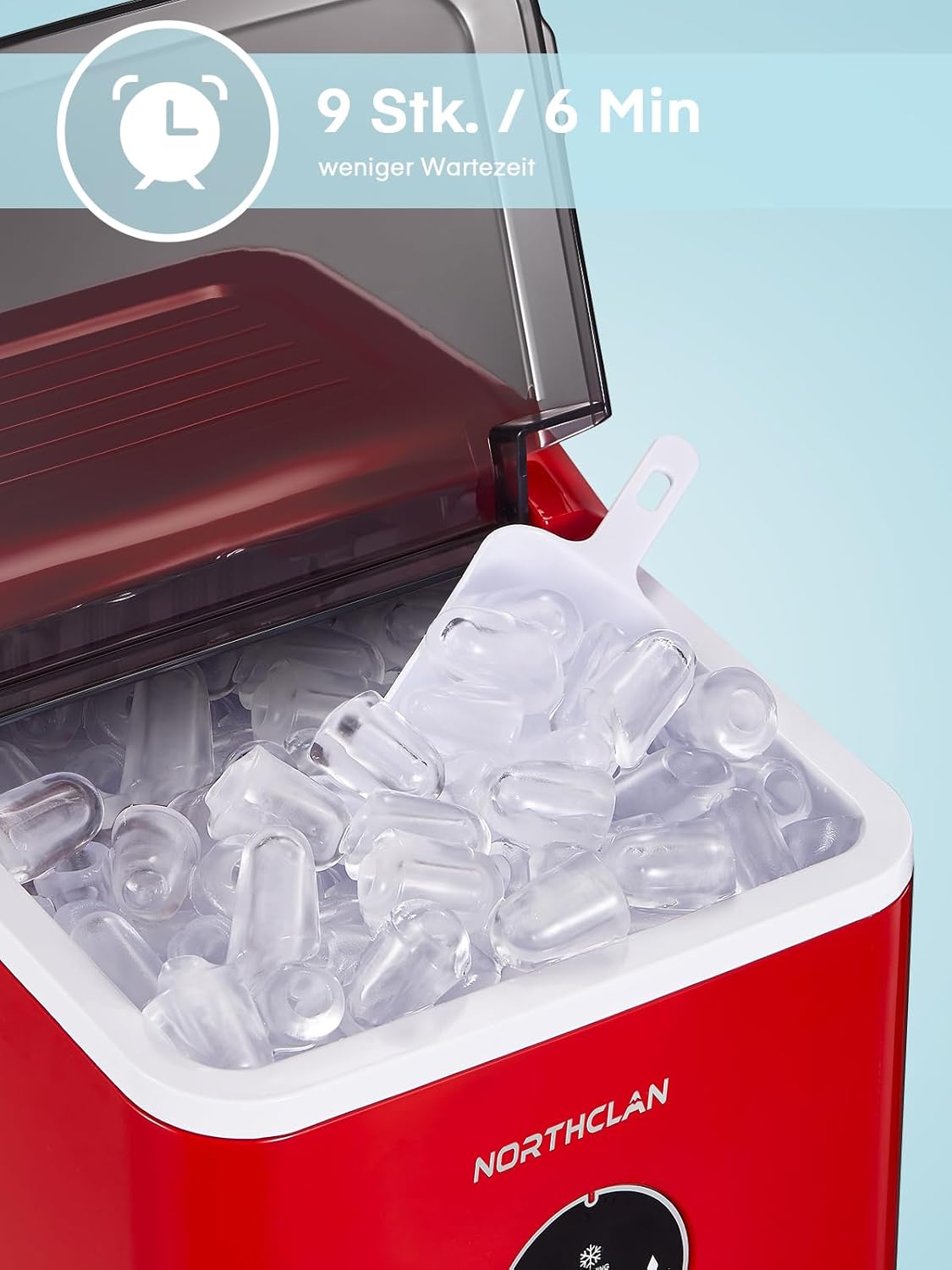 Eiswürfelmaschine mit 14 kg Kapazität, leise und kompakt, Light Grey