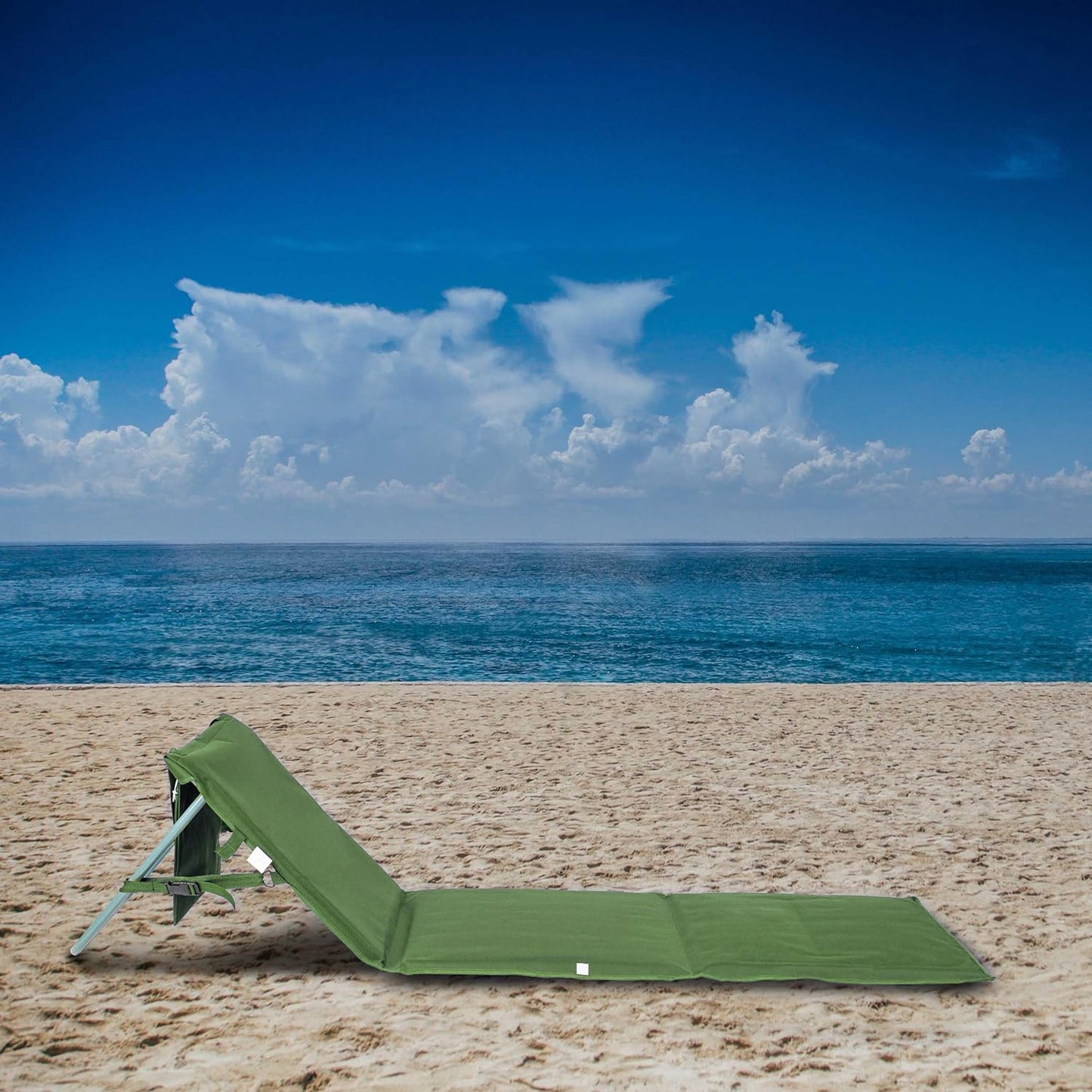 Faltbare Strandmatte mit Rückenlehne und Tragegurt, Strandmatte Khaki