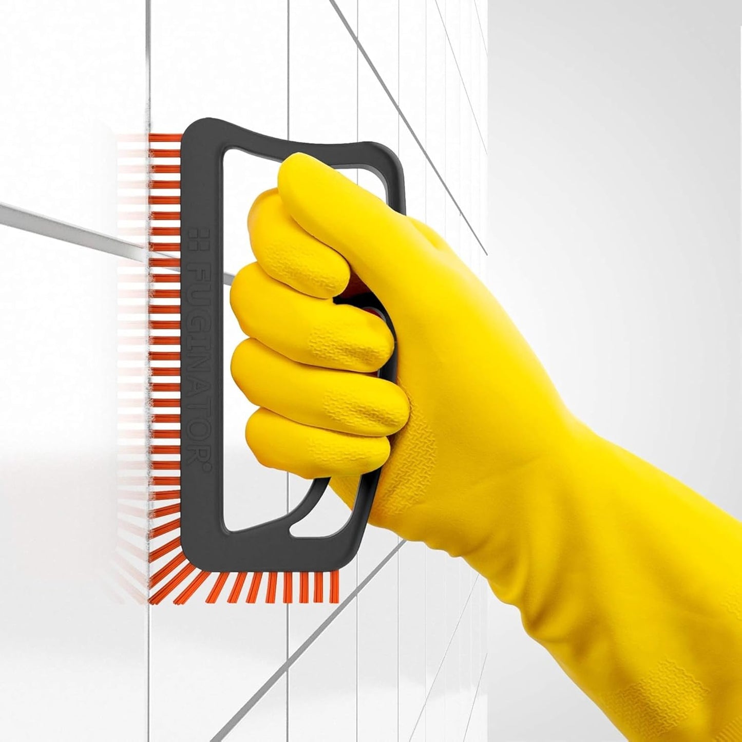 Fugenbürste für Bad, WC und Küche, Grau/Orange mit Bezug