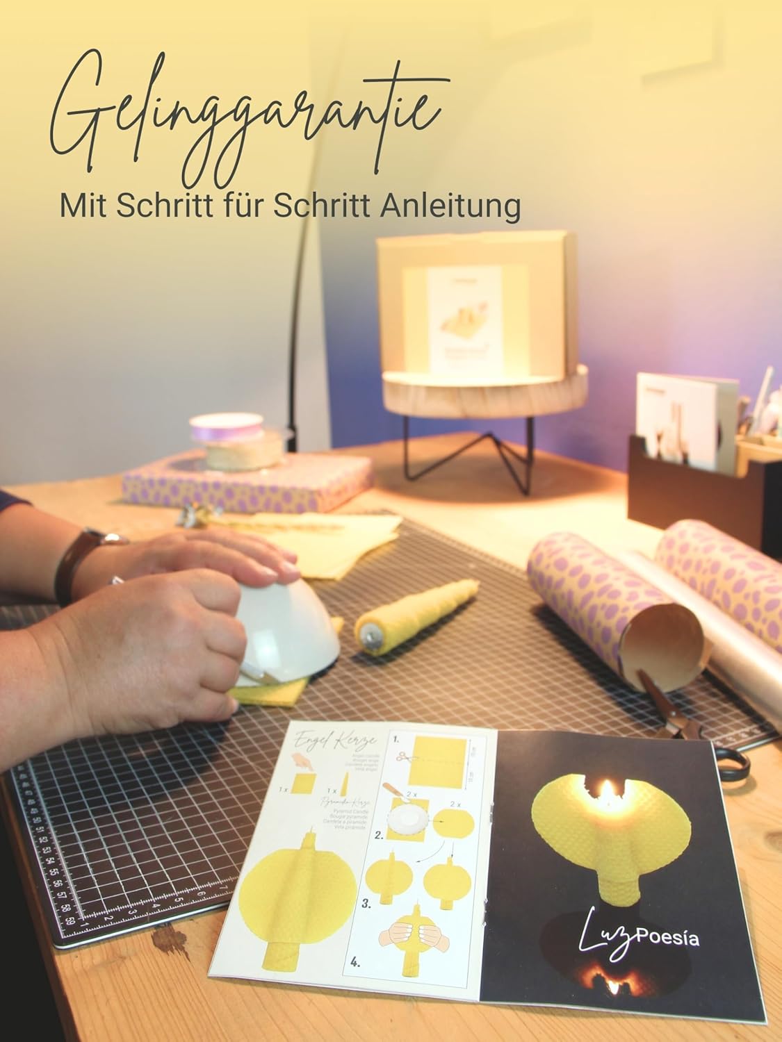DIY Bienenwachs-Kerzen-Bastelset, Gelb (natur)