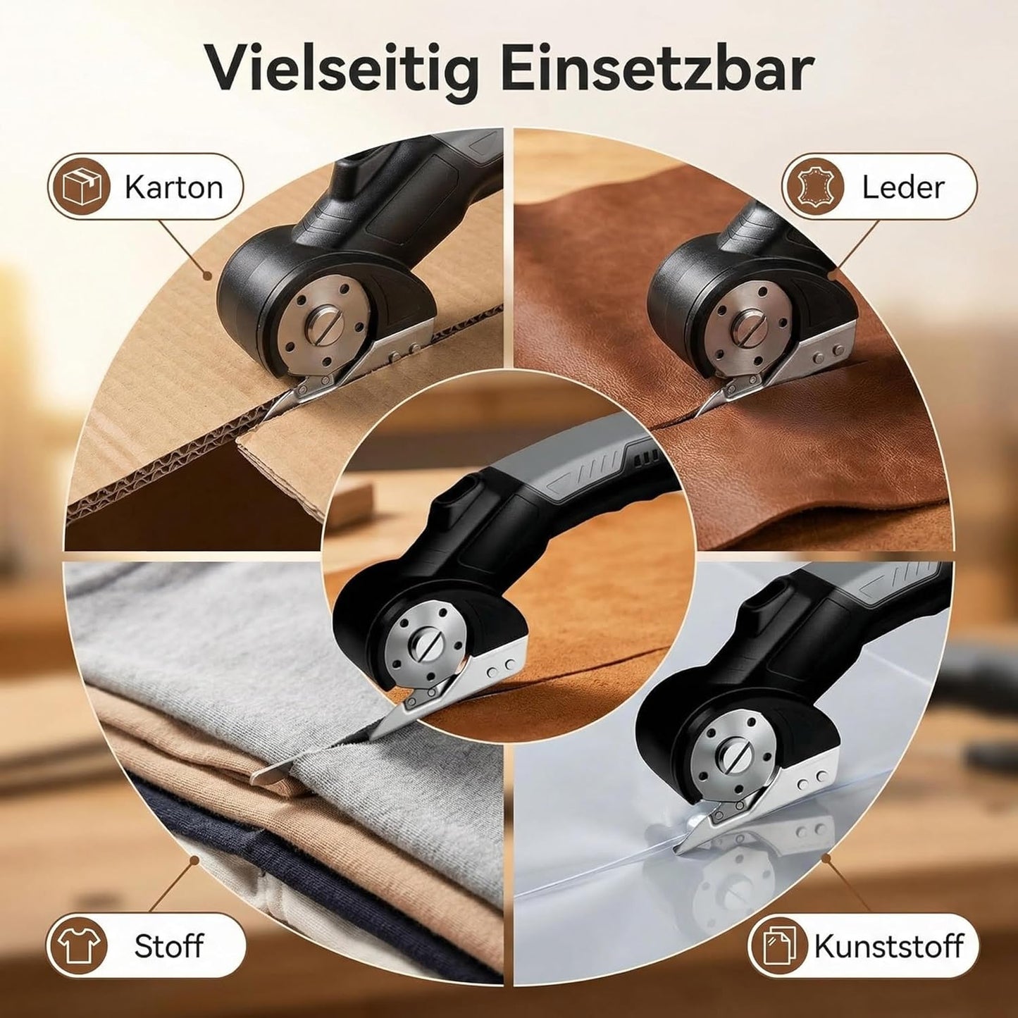 Elektrische Schere mit Sicherheitsschloss & LED-Licht