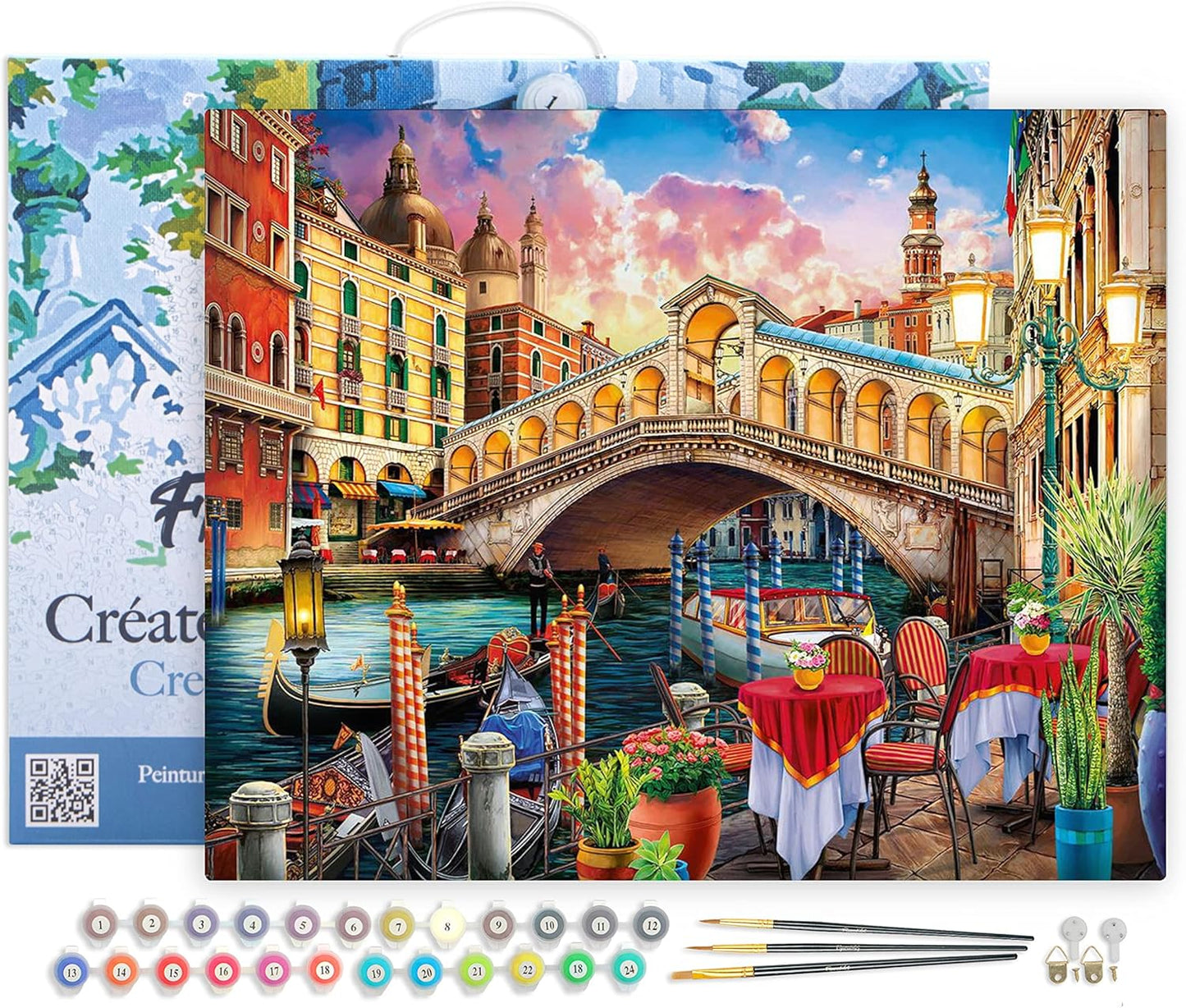 Malen nach Zahlen Set Rialtobrücke, Rialtobrücke 40x50cm Mit Rahmen (bereits gespannt)